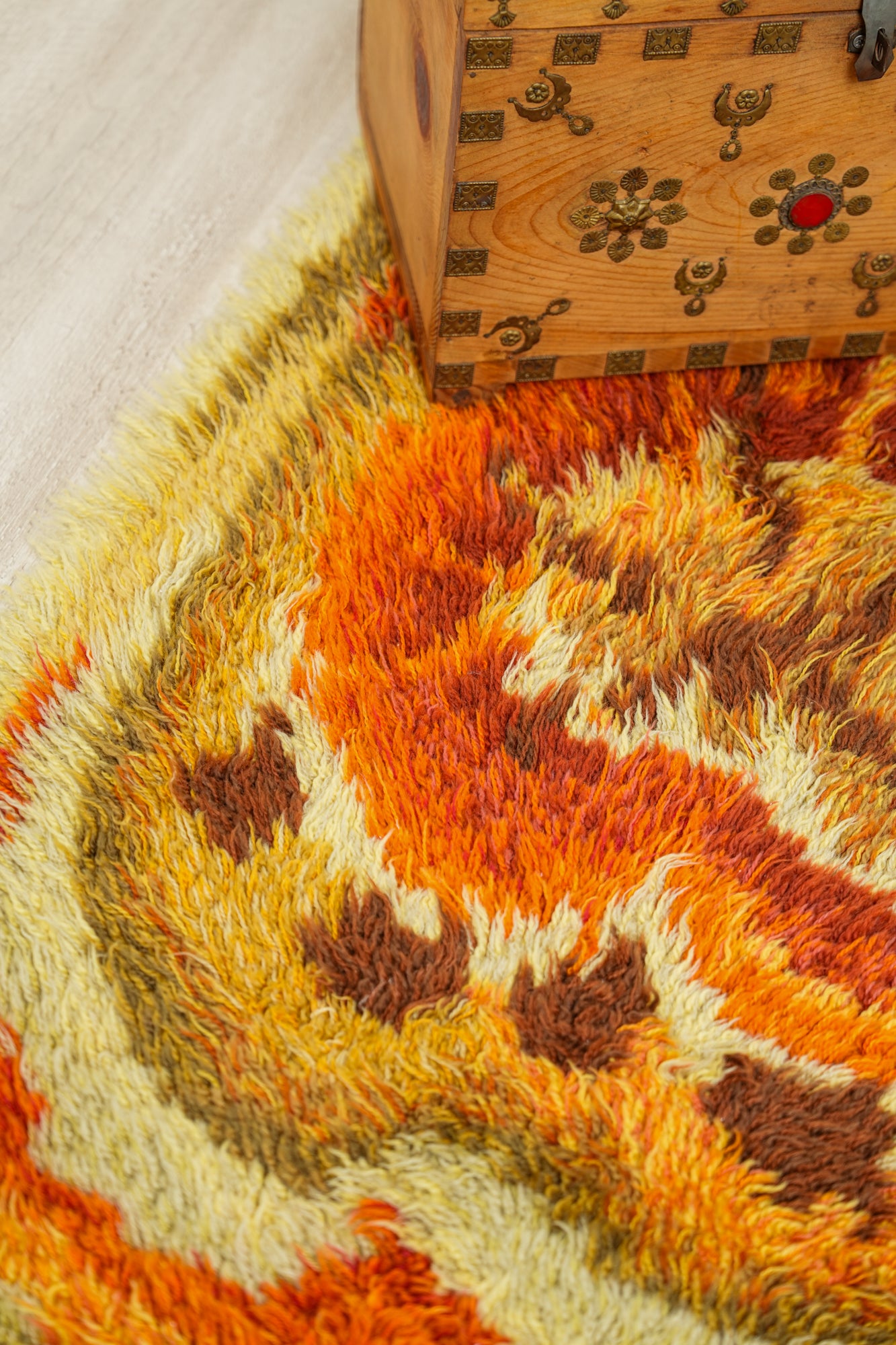 Vintage Scandanavian Rya Rug 4' x 2'2"