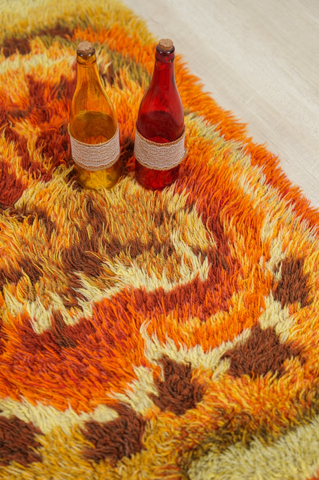 Vintage Scandanavian Rya Rug 4' x 2'2"