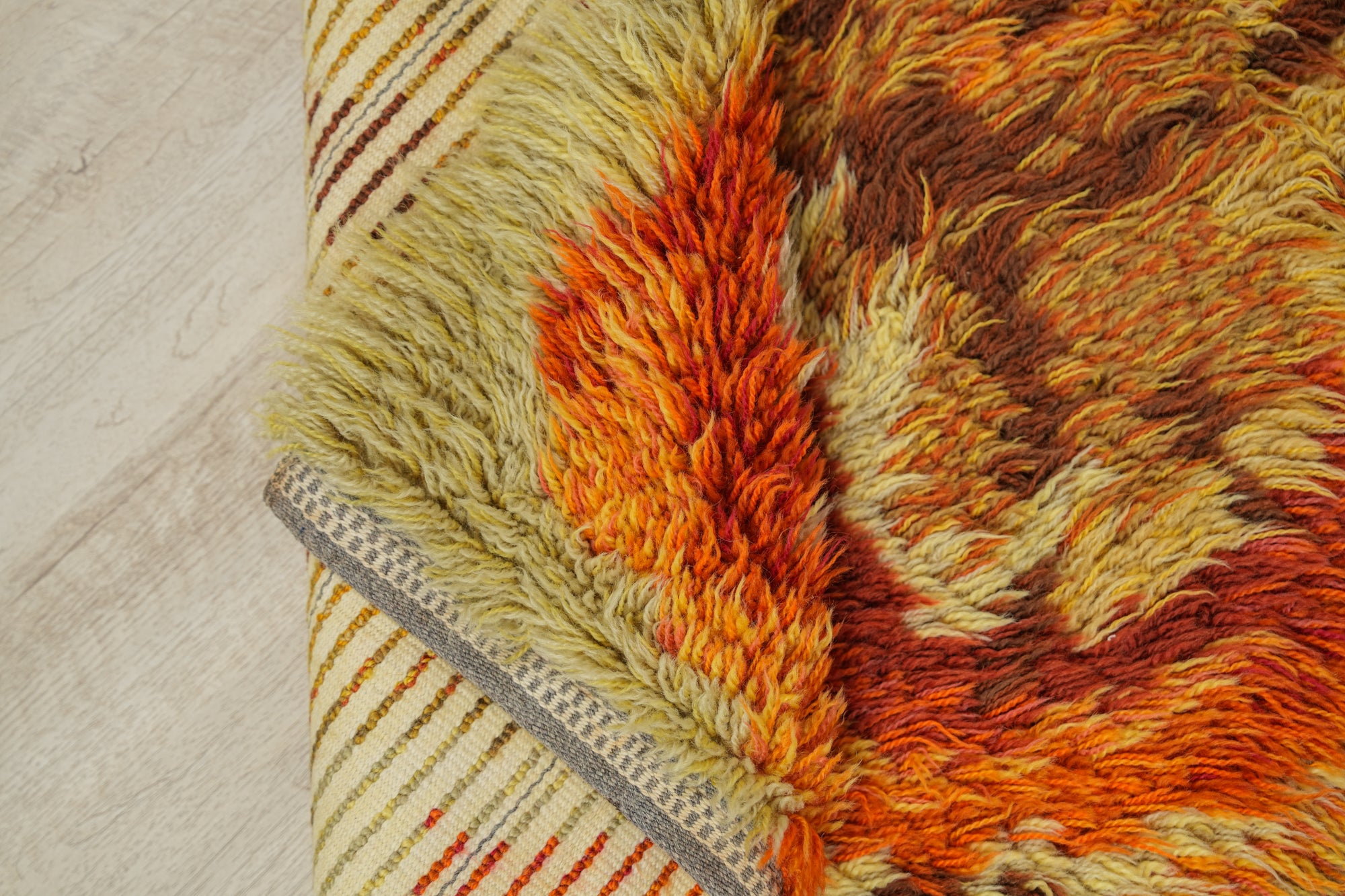 Vintage Scandanavian Rya Rug 4' x 2'2"
