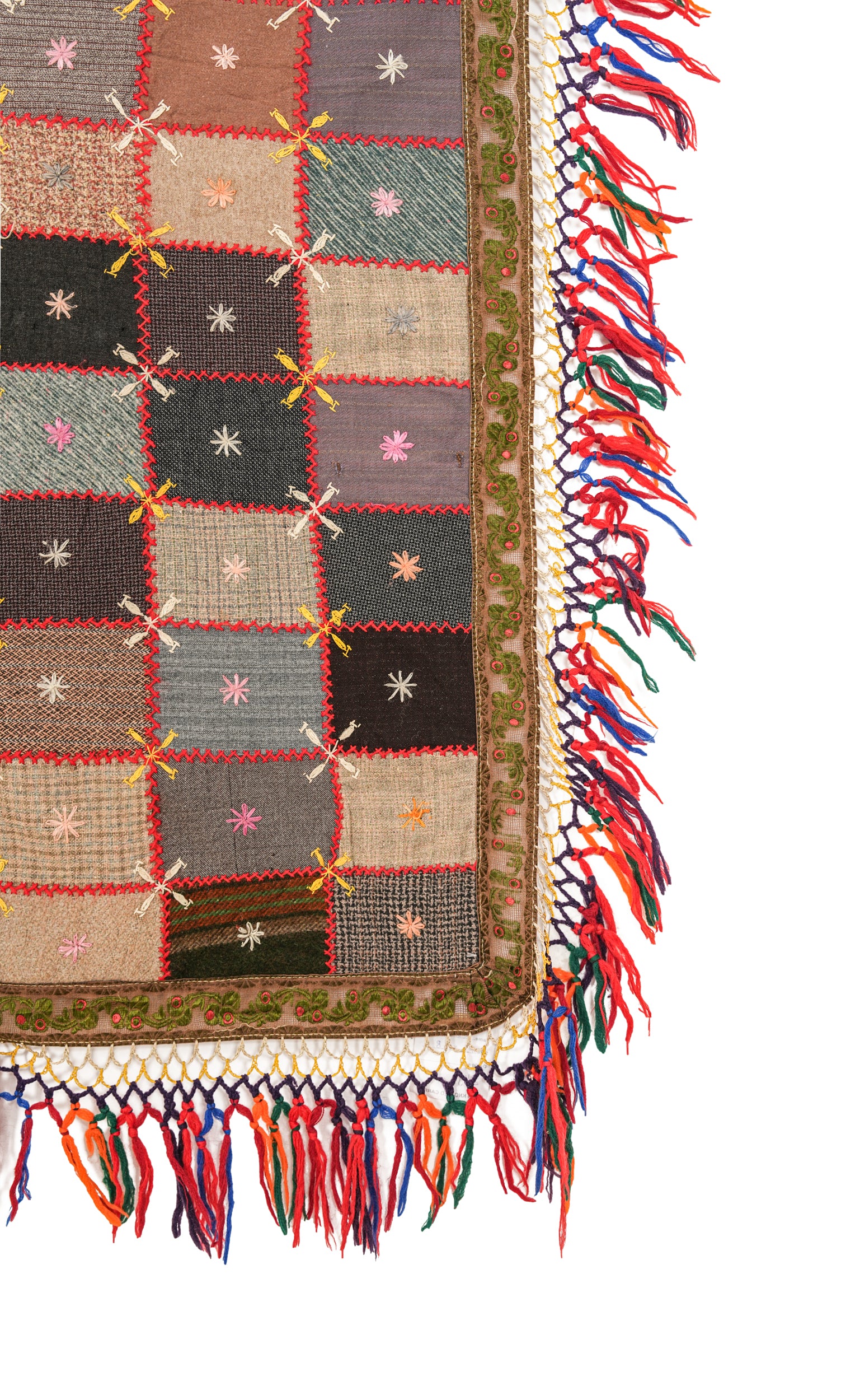 Vintage European Crazy Quilt textile 7'1" x 3'8"