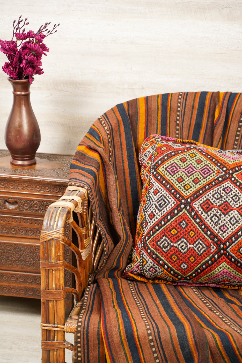 Vintage Anatolian Lumbar Pillow Cover 3'9" x 1'10"