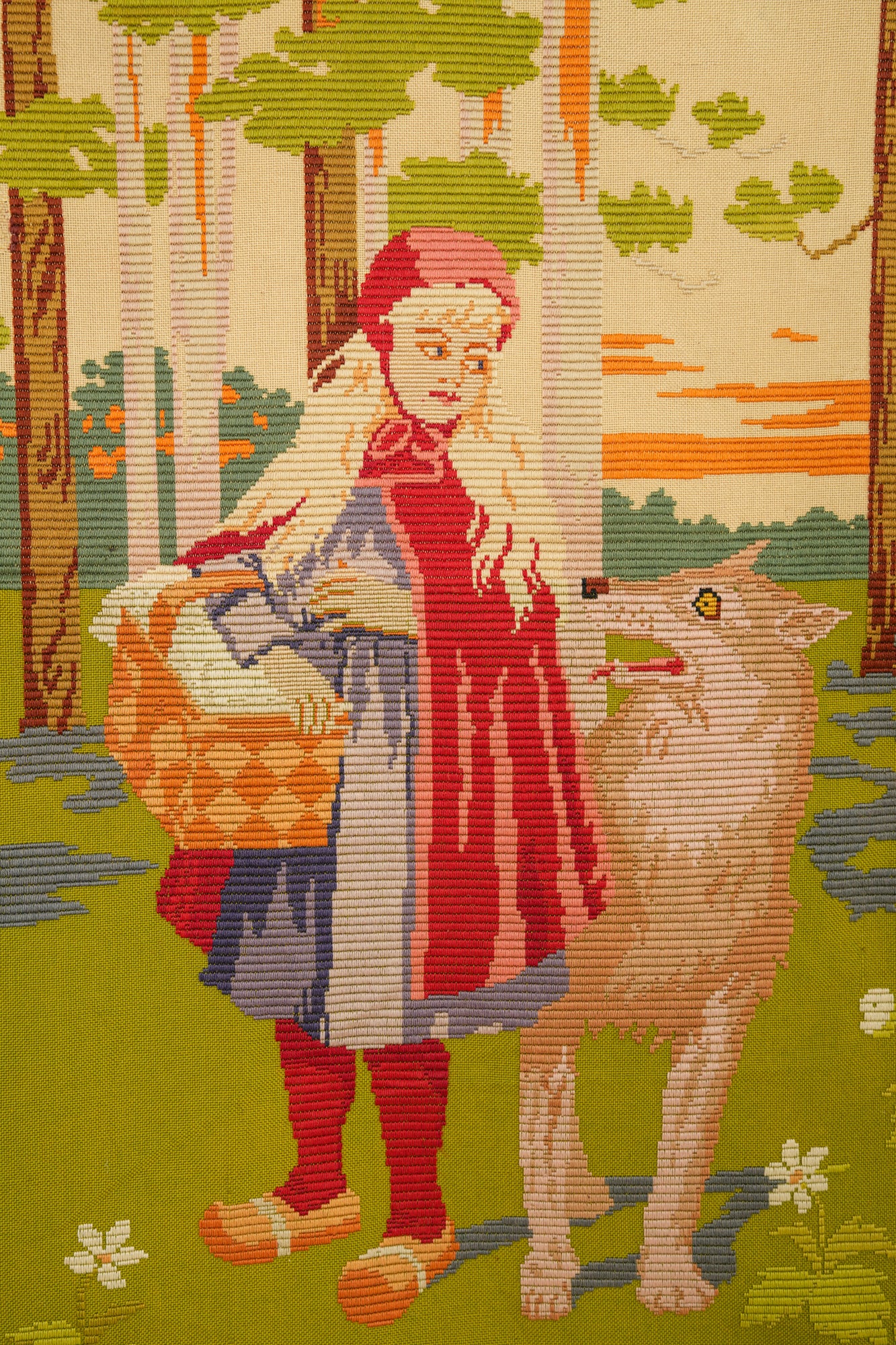Vintage Scandinavian Tapestry Textile 3'9" x 4'2"