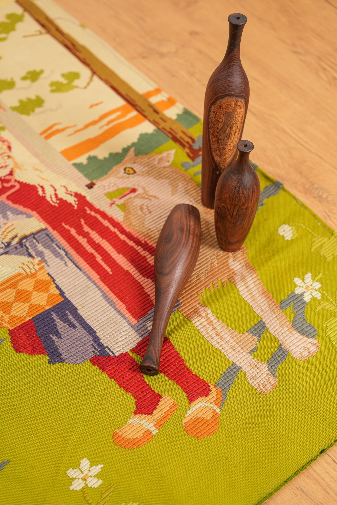 Vintage Scandinavian Tapestry Textile 3'9" x 4'2"