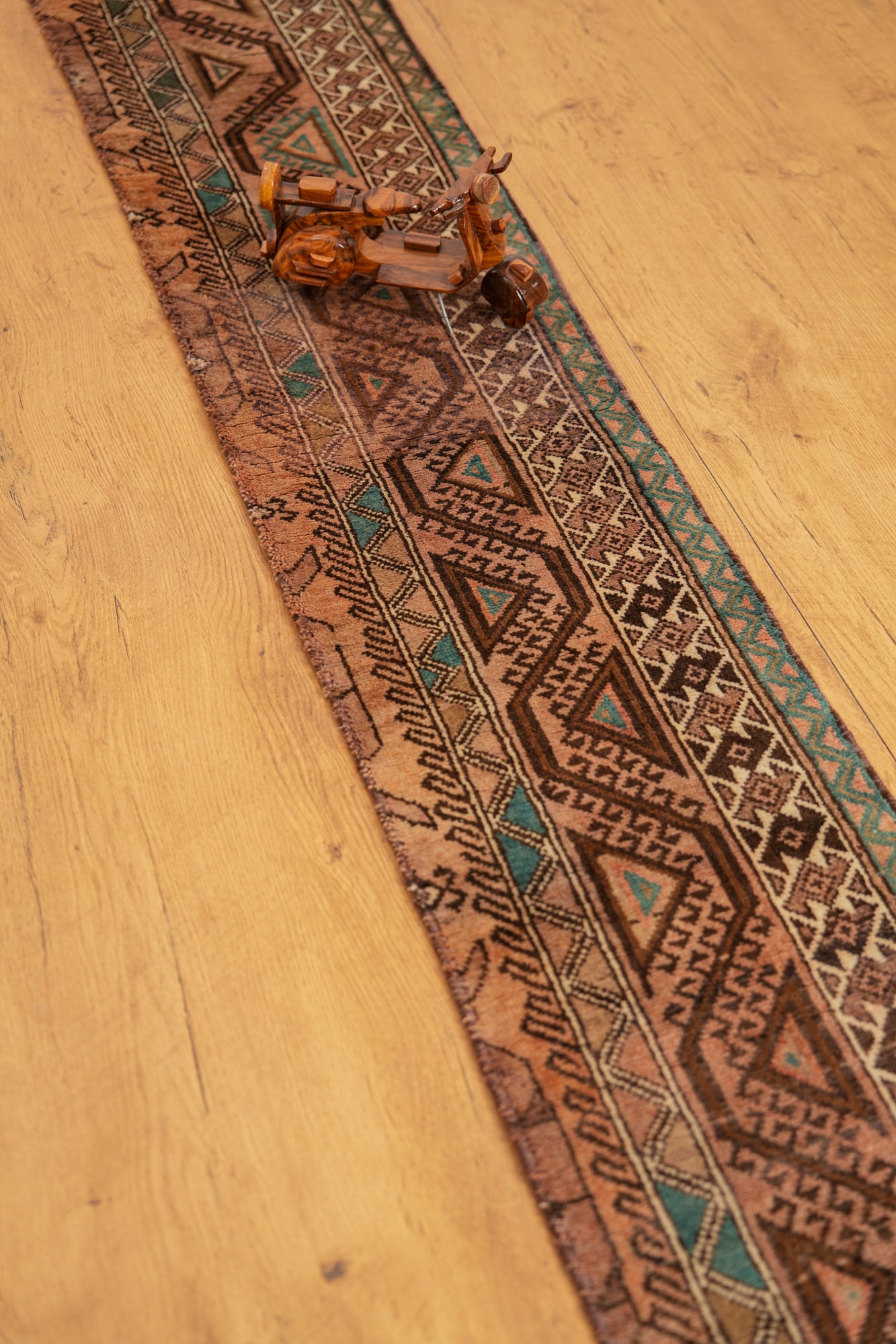 Vintage Turkmen Skinny Runner Rug 8'10" x 1'2"