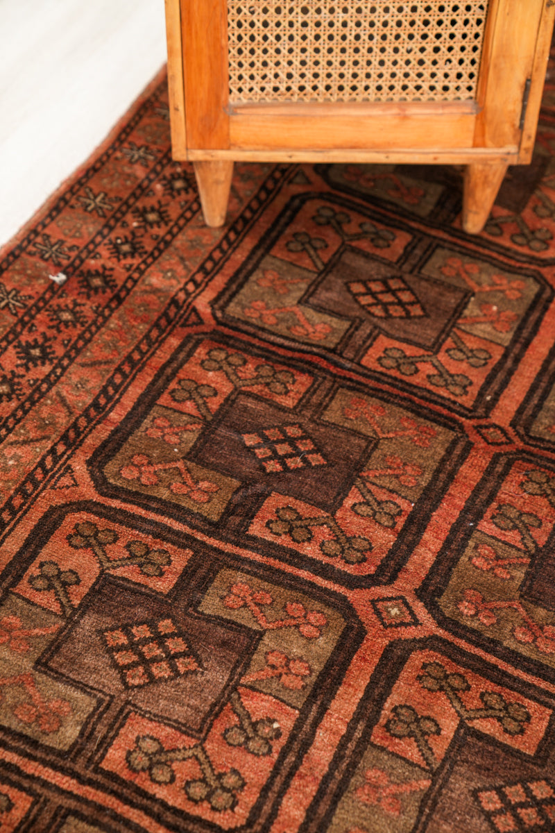 Authentic Vintage Turkmen Rug 7.7x4.4 ft 