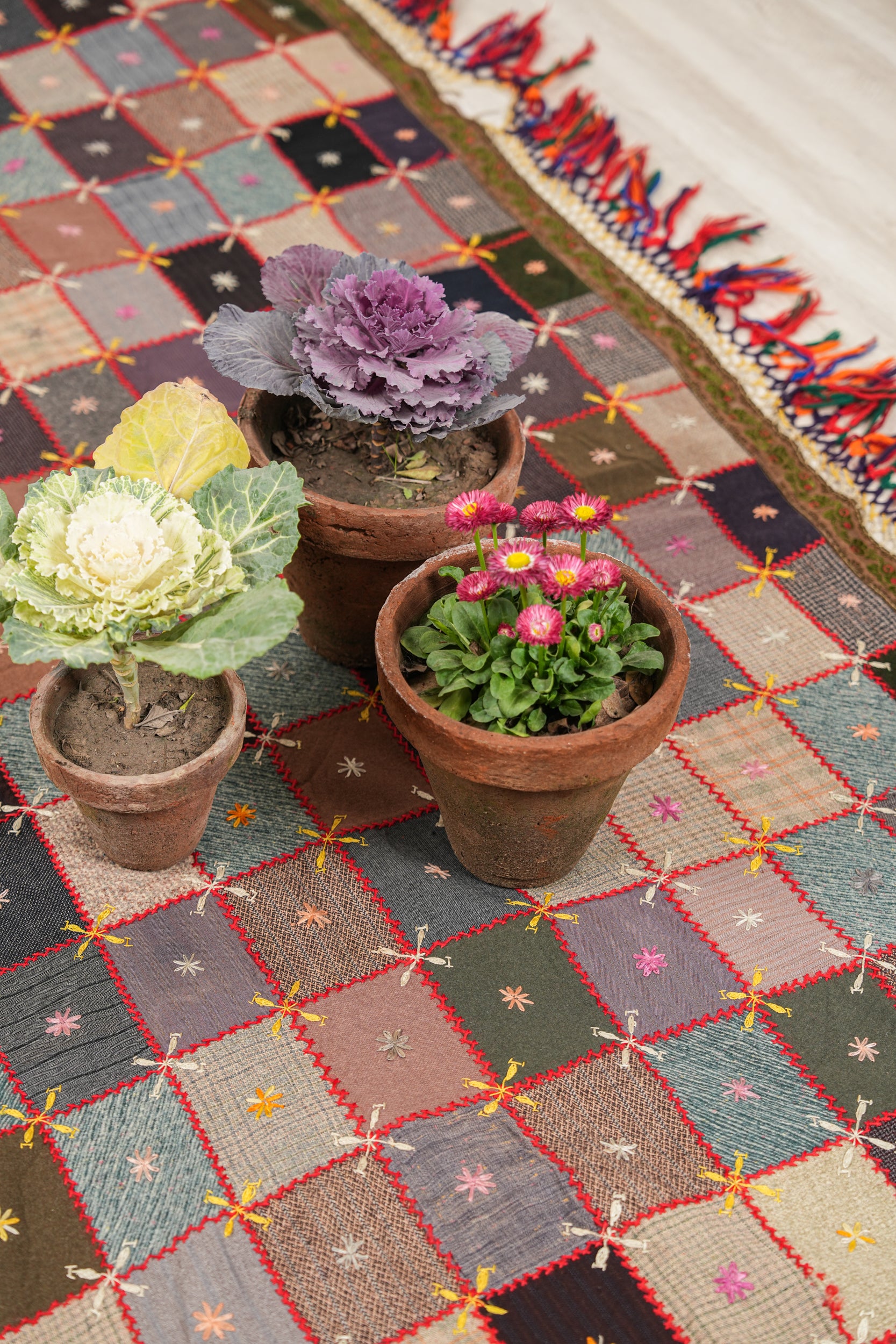 Vintage European Crazy Quilt textile 7'1" x 3'8"