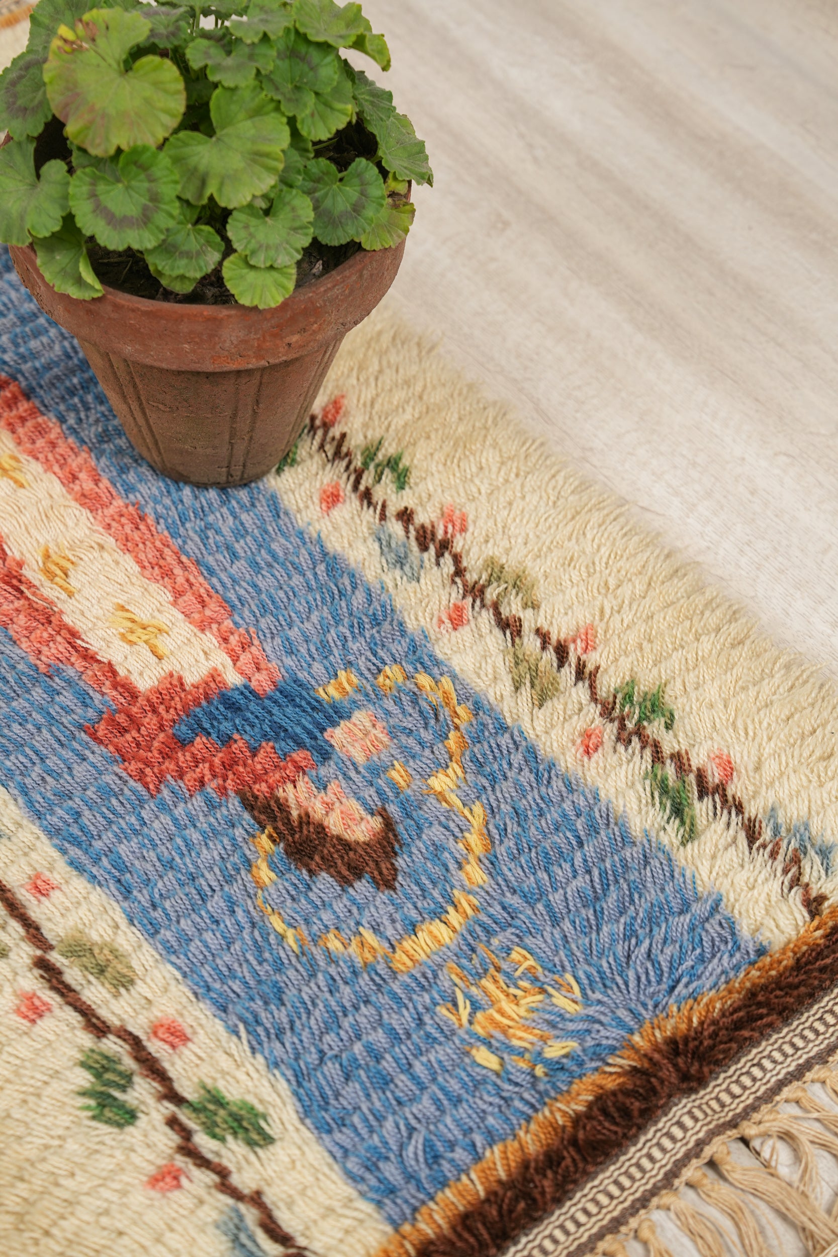 Vintage Swedish Rya Rug Tapestry 2'10" x 1'9"