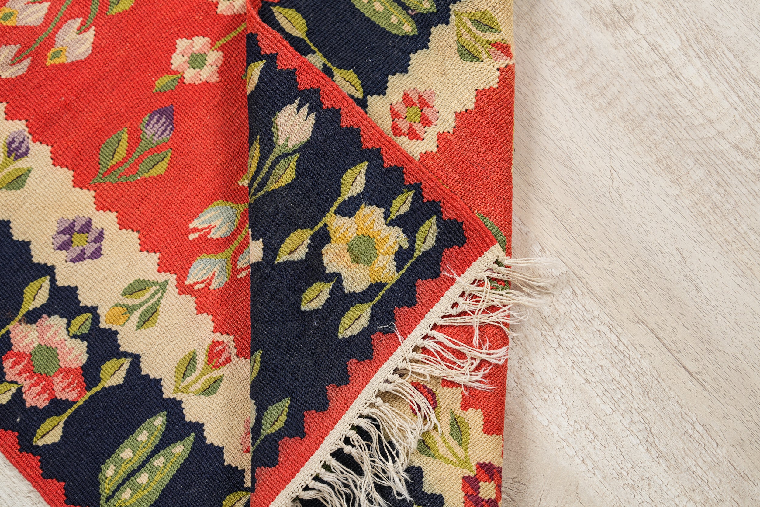 Vintage Bessarabian Kilim 4' x 2'