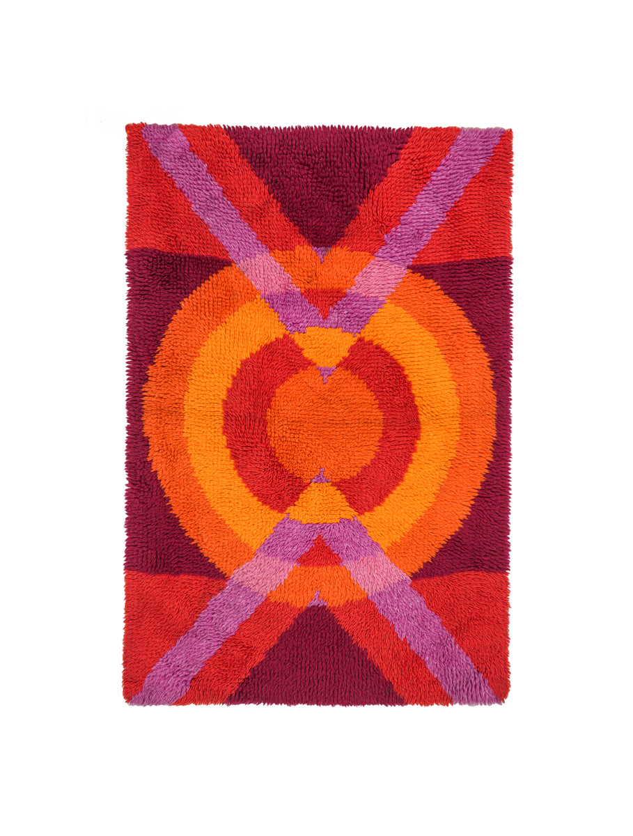 Vintage Scanadavian Hook Rug 3'4" x 2'3"