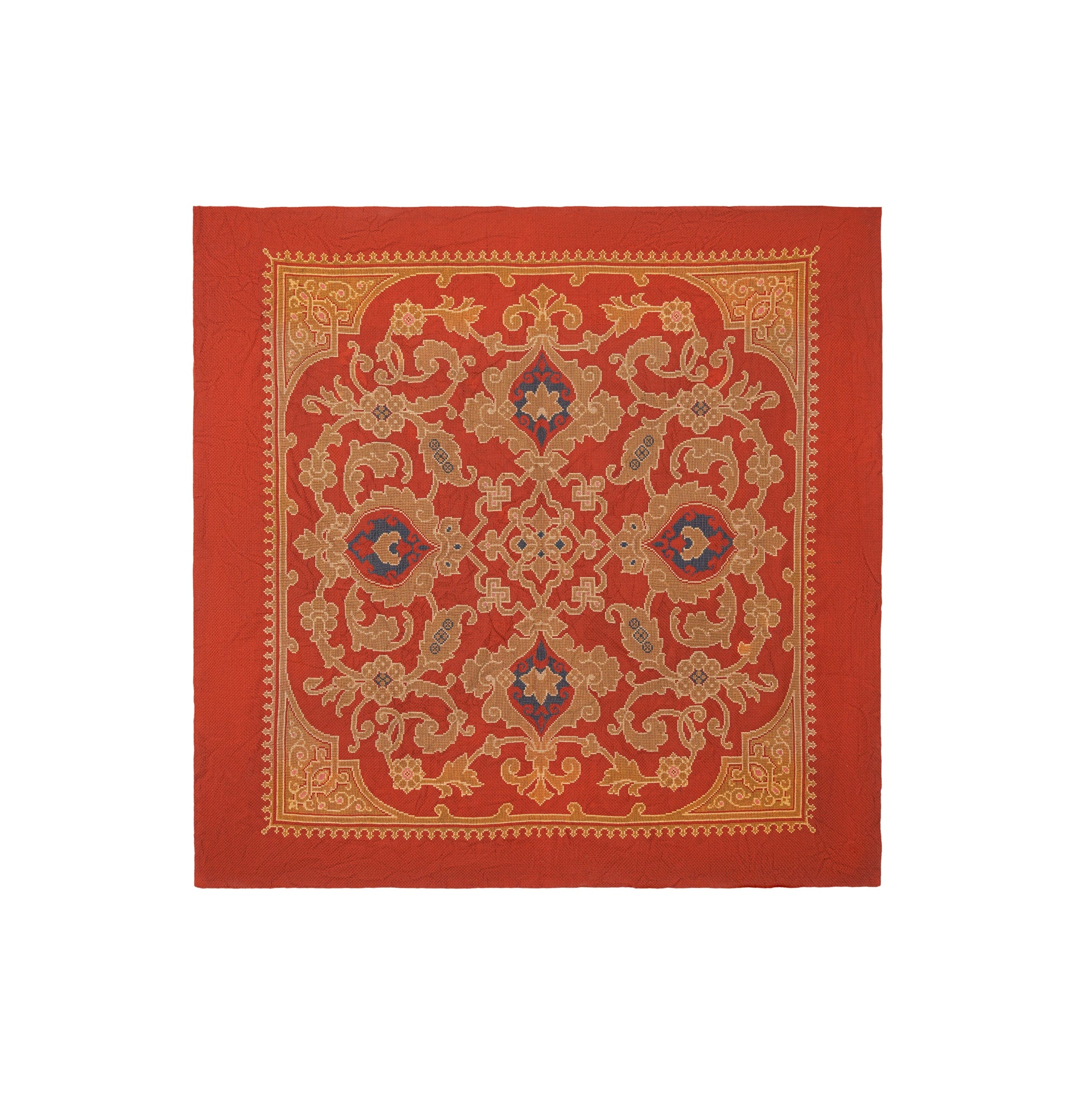 Vintage Scandinavian Cross Stich Textile 5'2" X 5'2"