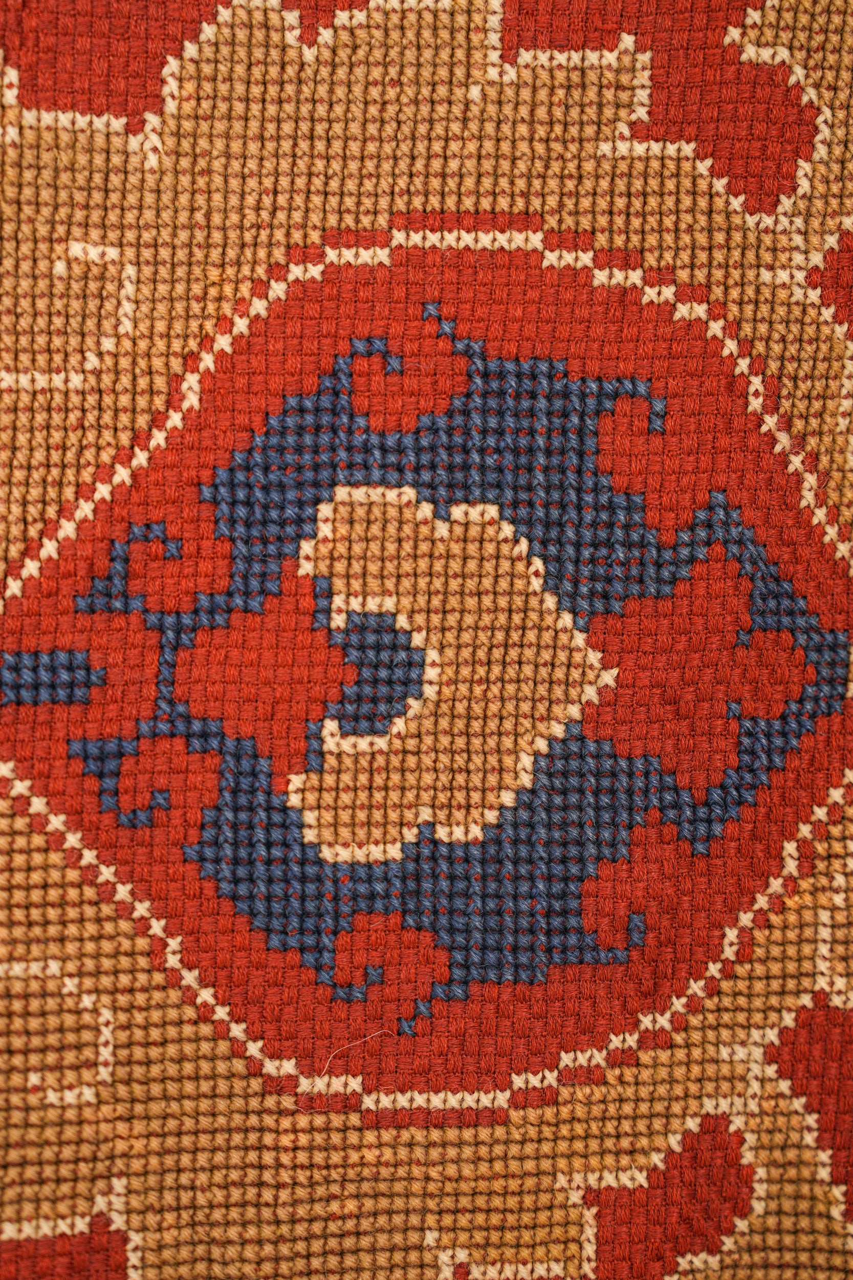 Vintage Scandinavian Cross Stich Textile 5'2" X 5'2"