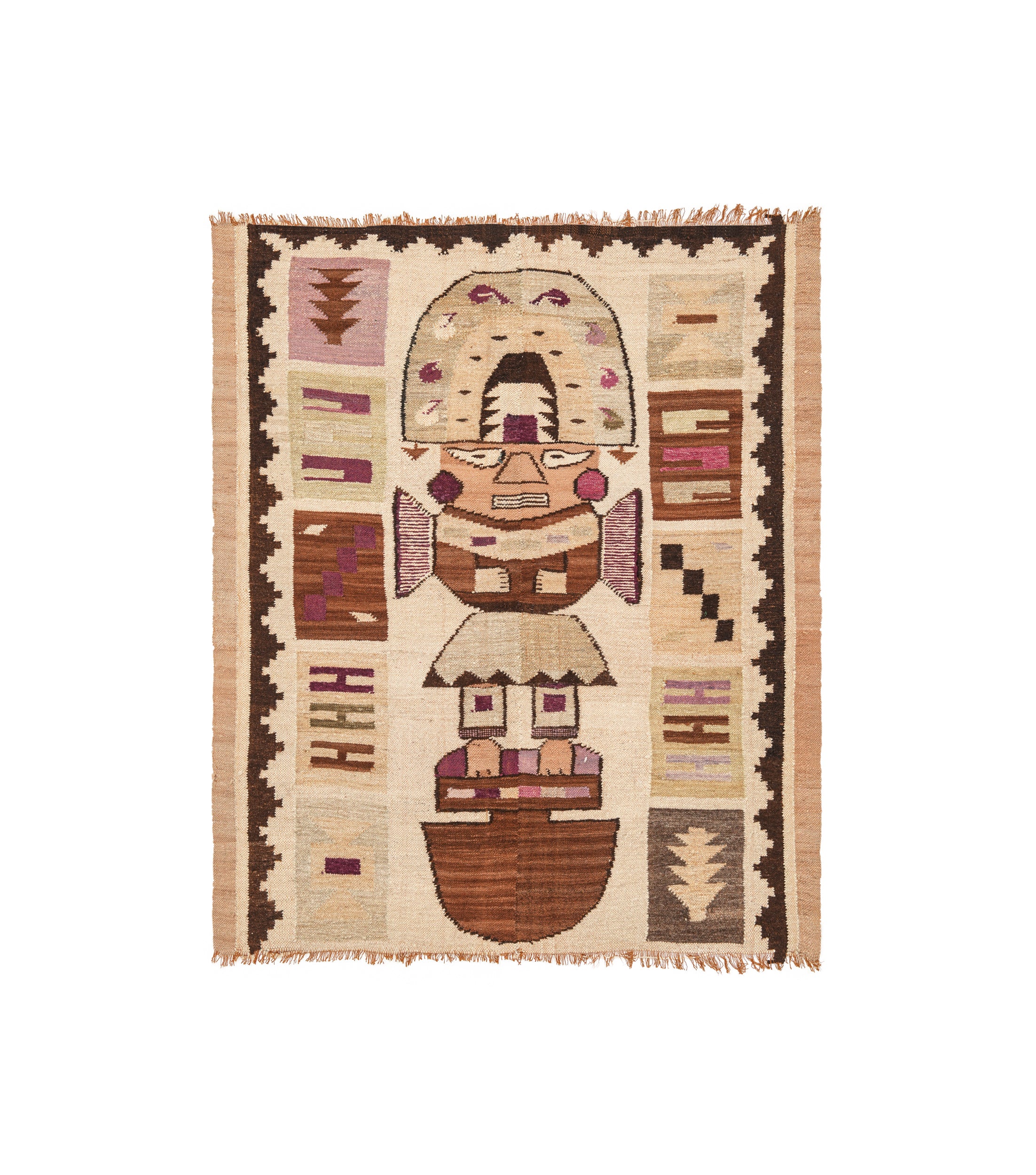 Vintage Peruvian Inca Tumi Tapestry 3'9" x 3'4"