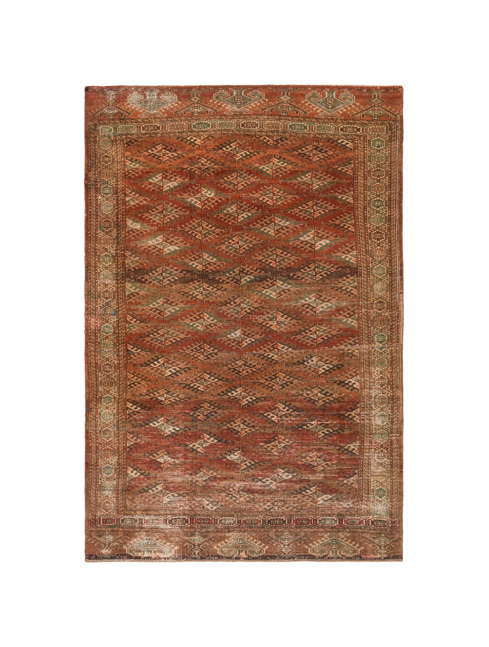 Vintage Turkmen Yamoud Rug 9'9" X 6'7"