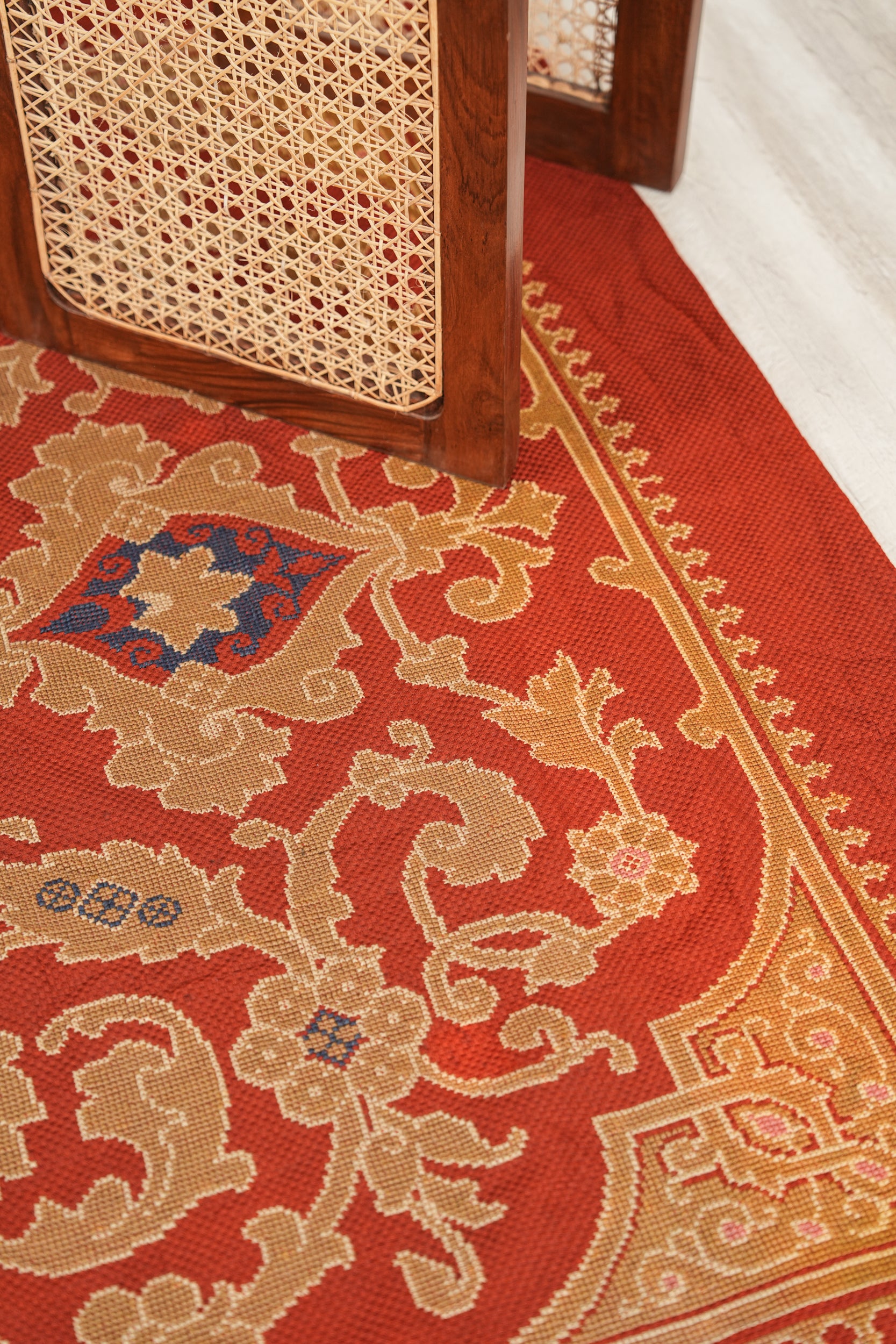 Vintage Scandinavian Cross Stich Textile 5'2" X 5'2"