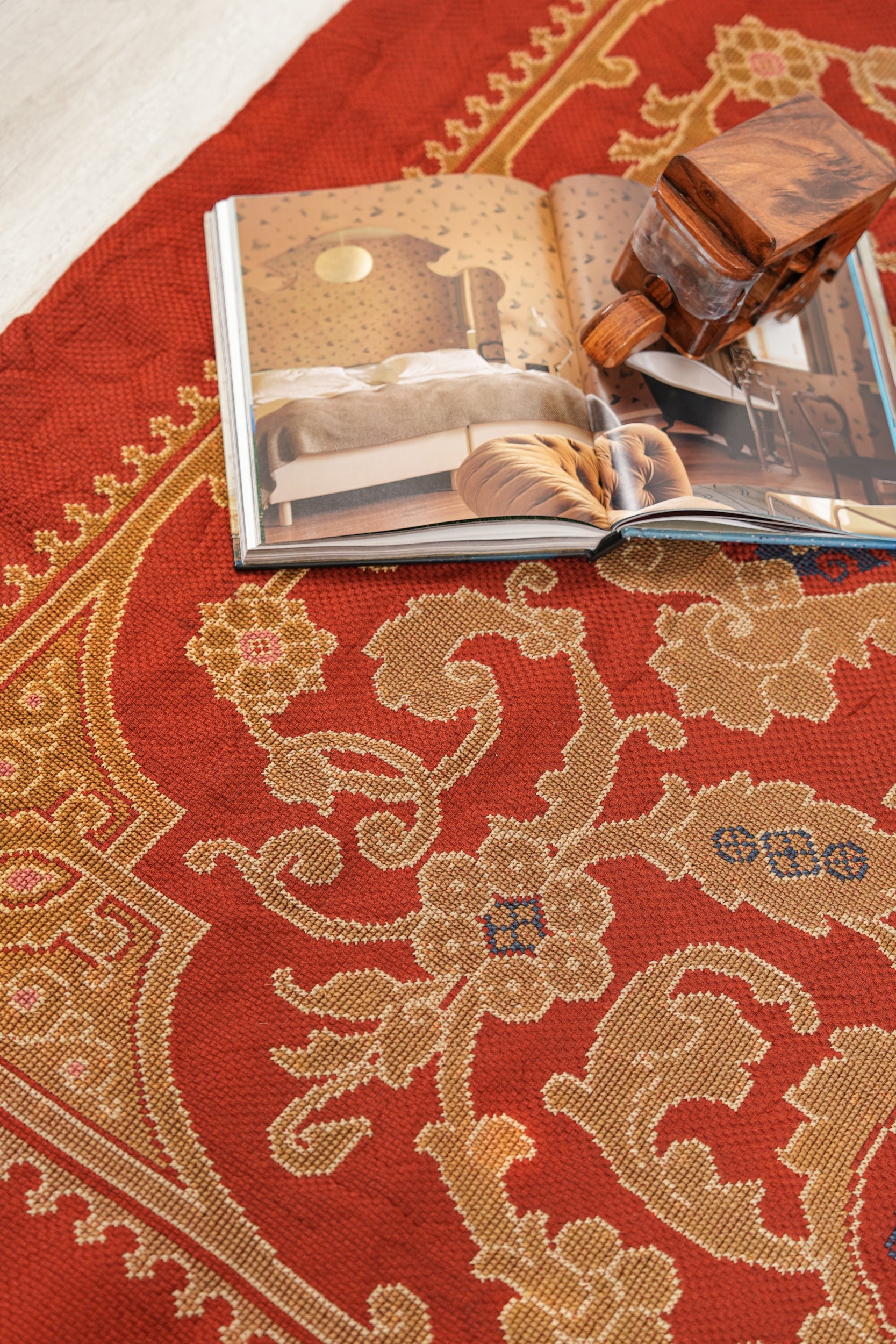 Vintage Scandinavian Cross Stich Textile 5'2" X 5'2"