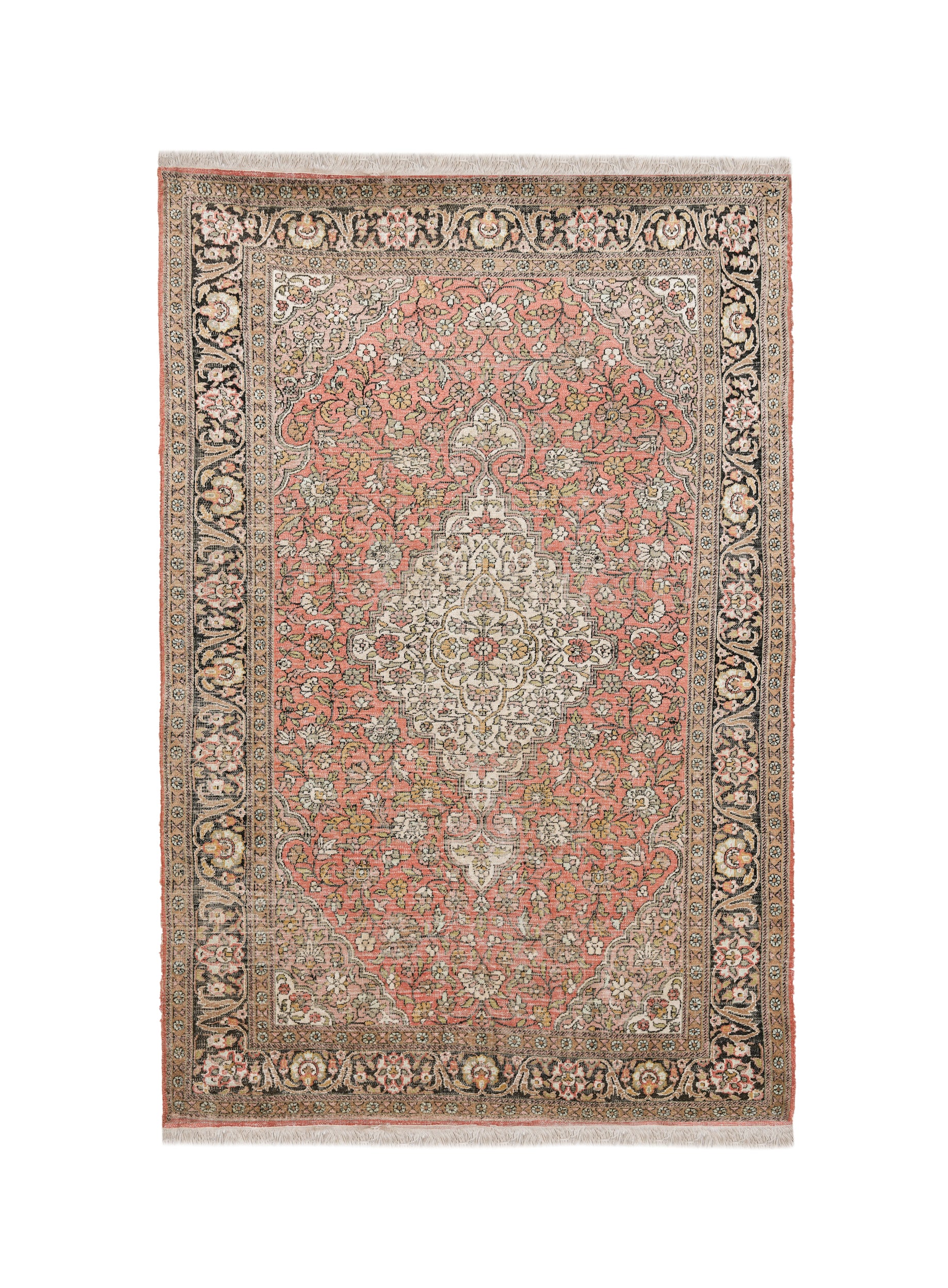 VINTAGE Kashmiri SILK RUG 6'1" X 4'1"