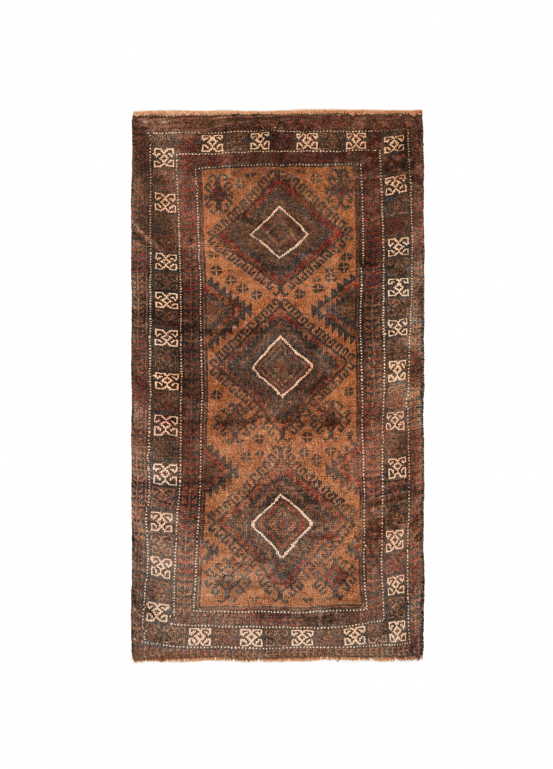 Vintage Turkmen Tribal Rug 4'8" X 2'8"