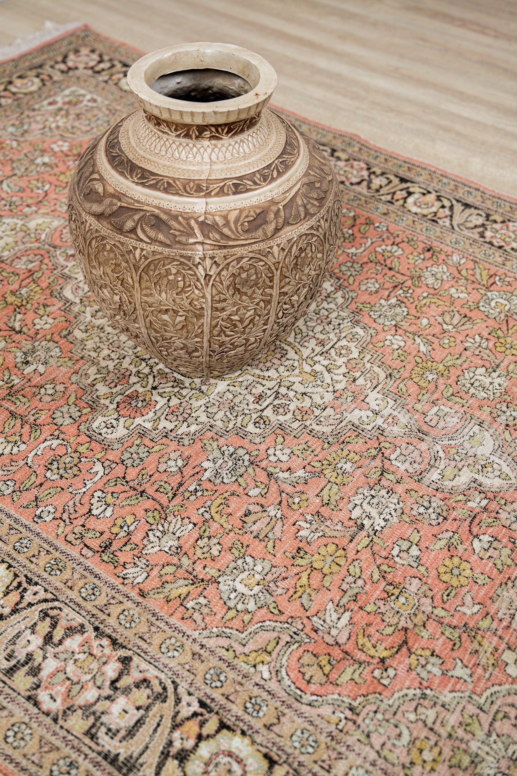 VINTAGE Kashmiri SILK RUG 6'1" X 4'1"