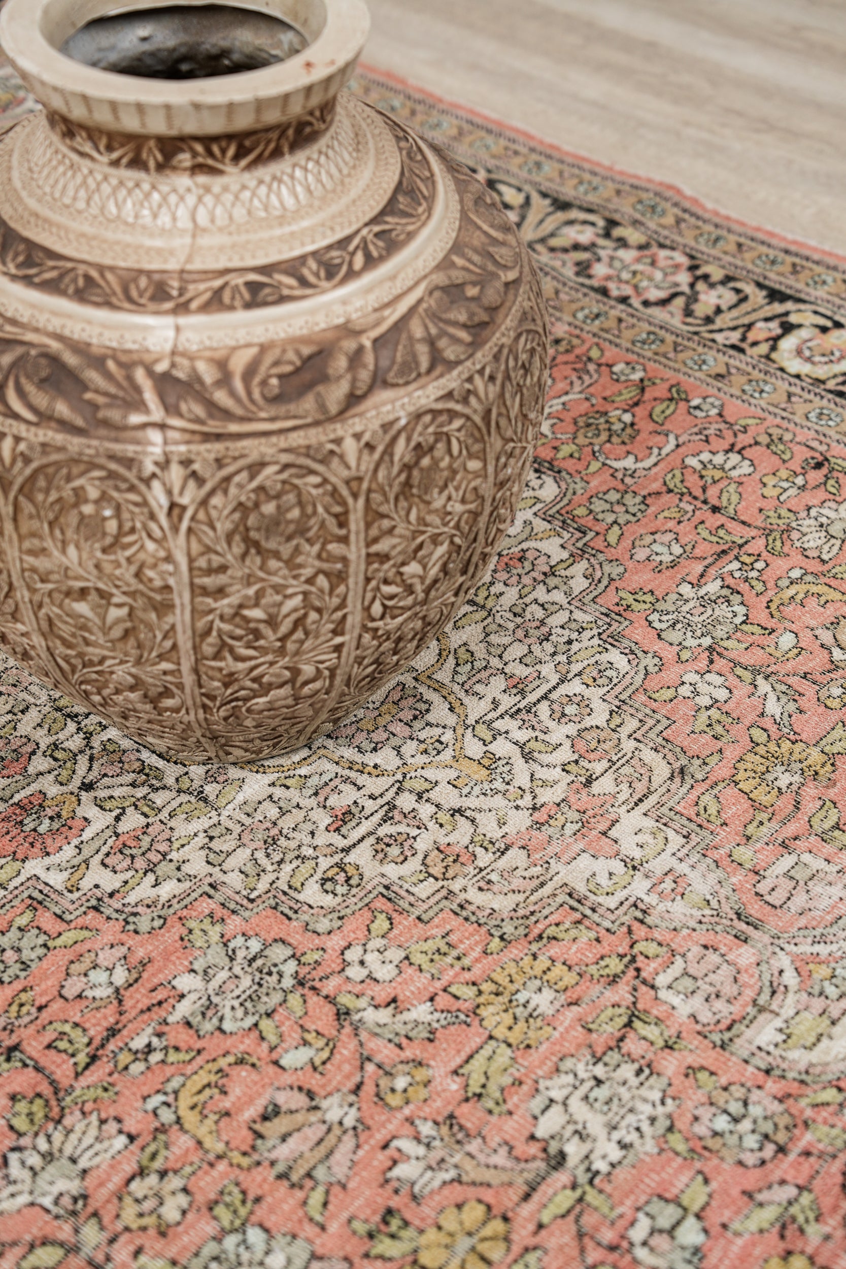 VINTAGE Kashmiri SILK RUG 6'1" X 4'1"