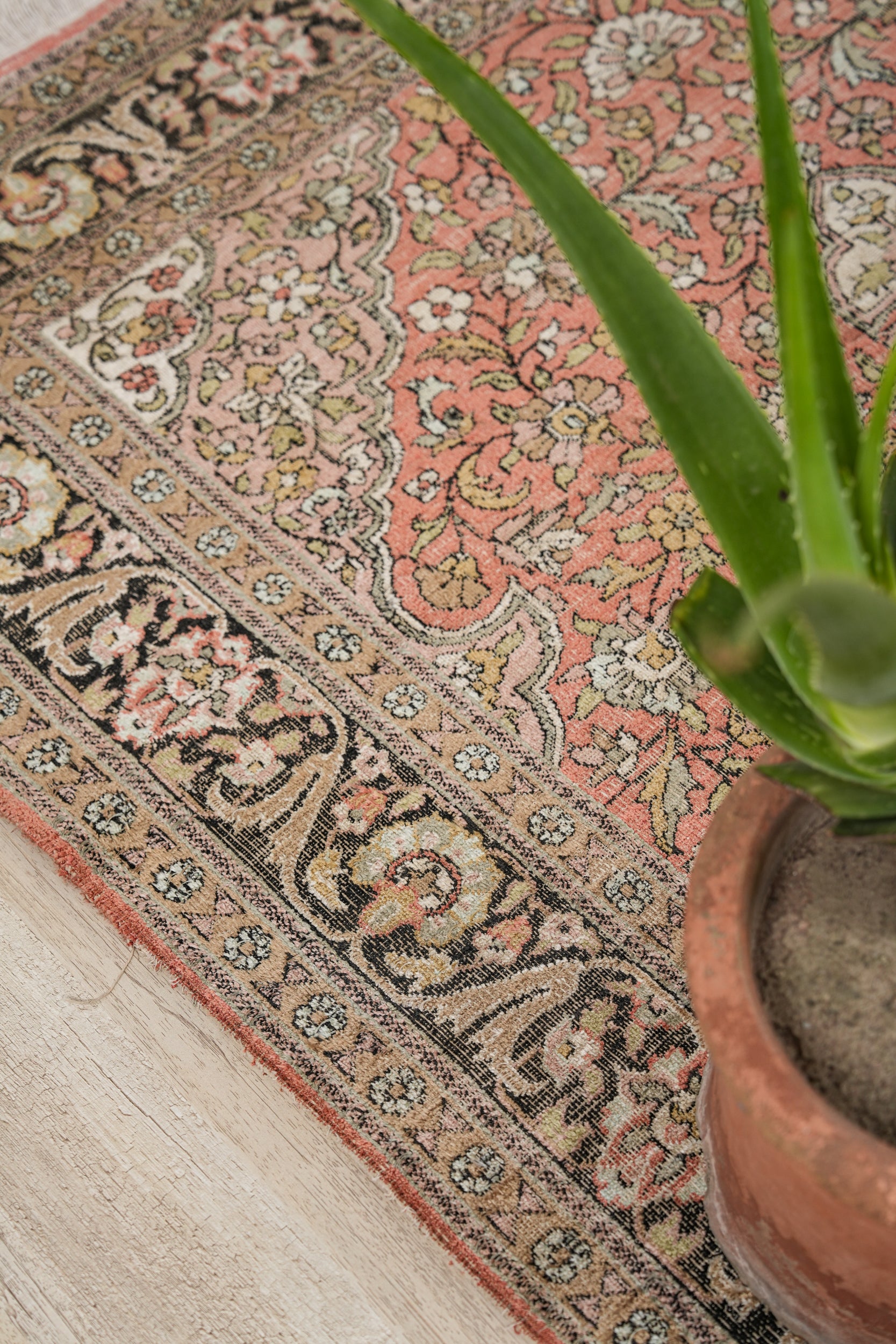 VINTAGE Kashmiri SILK RUG 6'1" X 4'1"