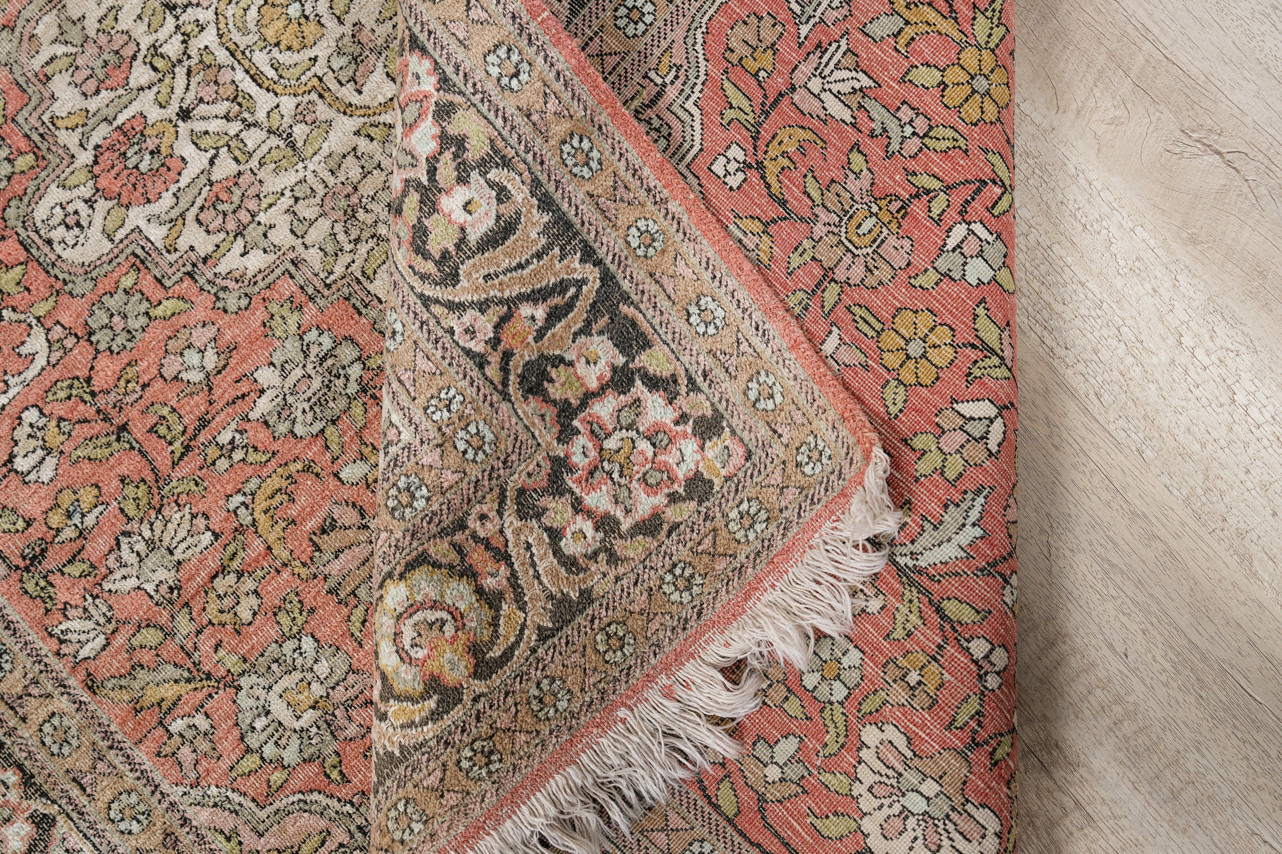 VINTAGE Kashmiri SILK RUG 6'1" X 4'1"