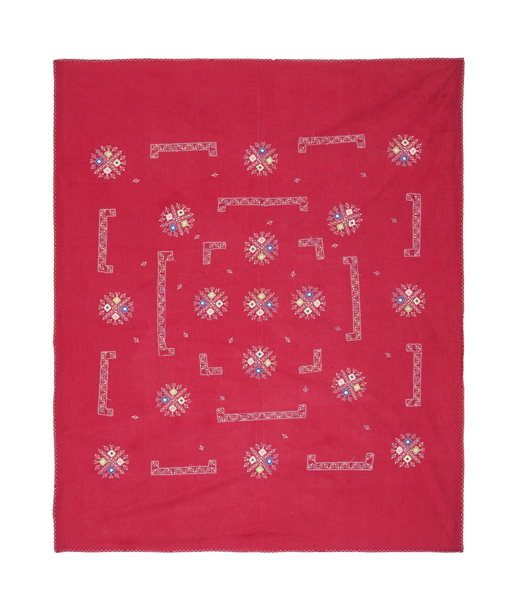Vintage kasuti  Embroidered Textile 7'9" x 6'5"