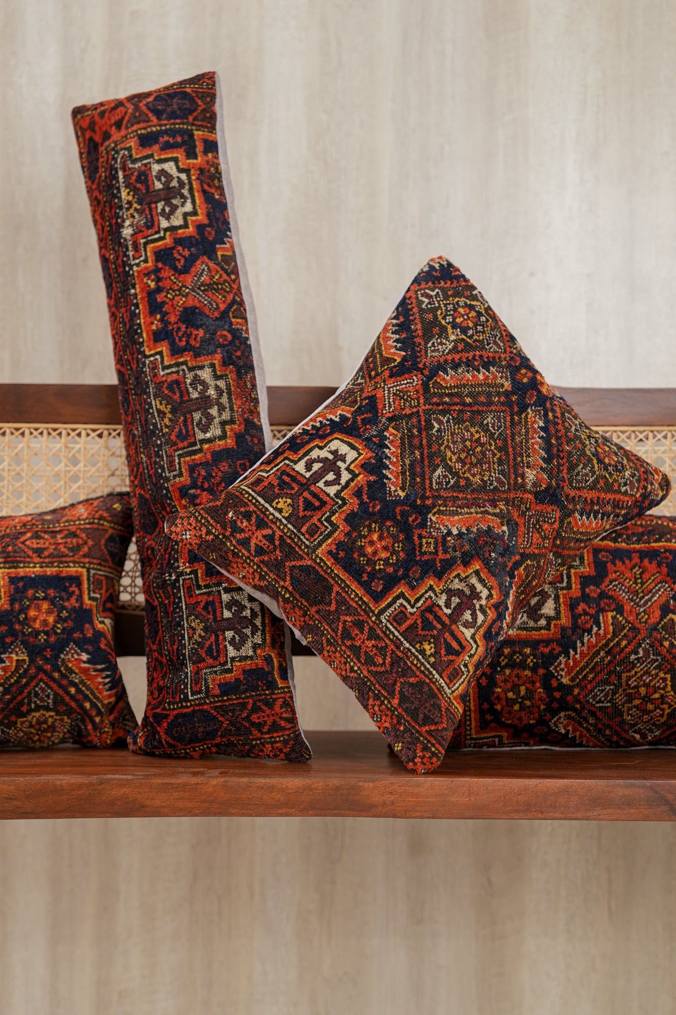 Antique Baloch Rug Fragment Cushions (Set of Four)