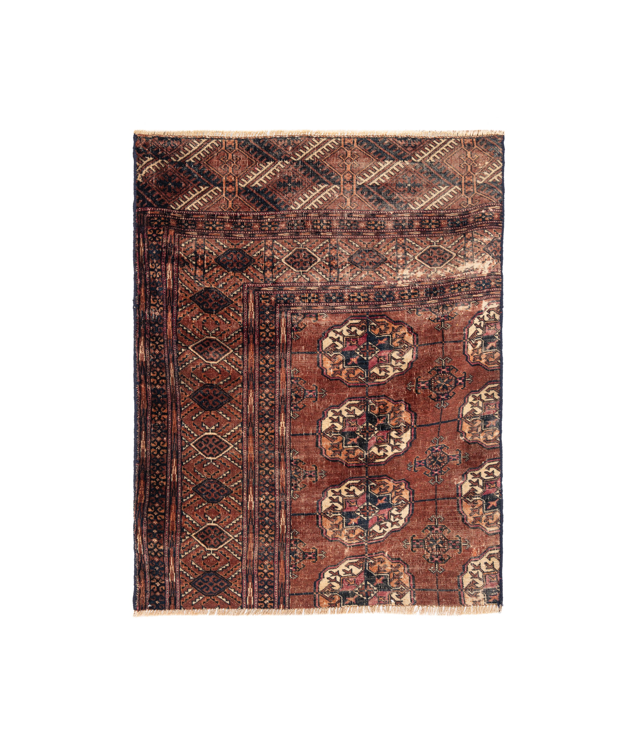 Antique Turkmen Bokhara Rug Fragment 3'6" x 2'9"