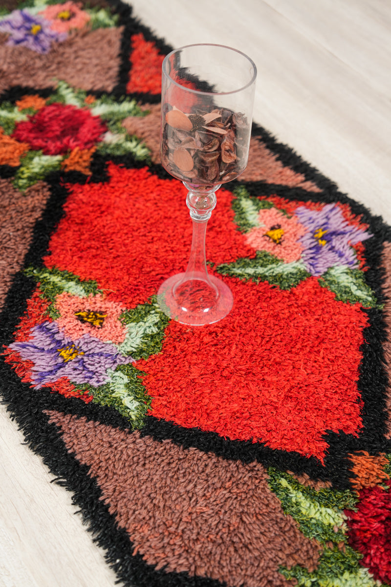Vintage Scandinavian Rya Rug 6'4" X 2'3"