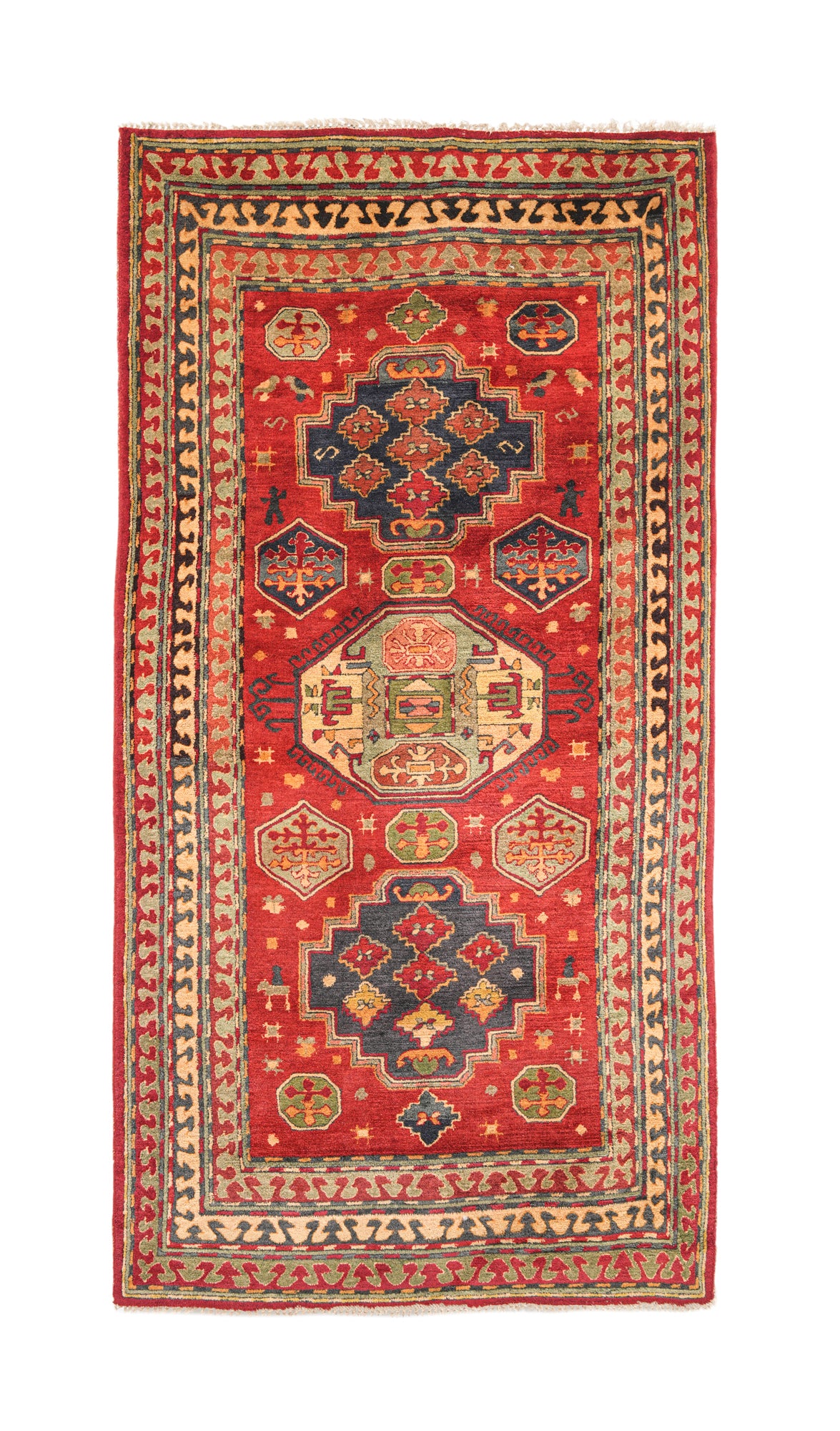 Antique EUROPEAN Tetex Hook Rug 7'1" x 3'8"