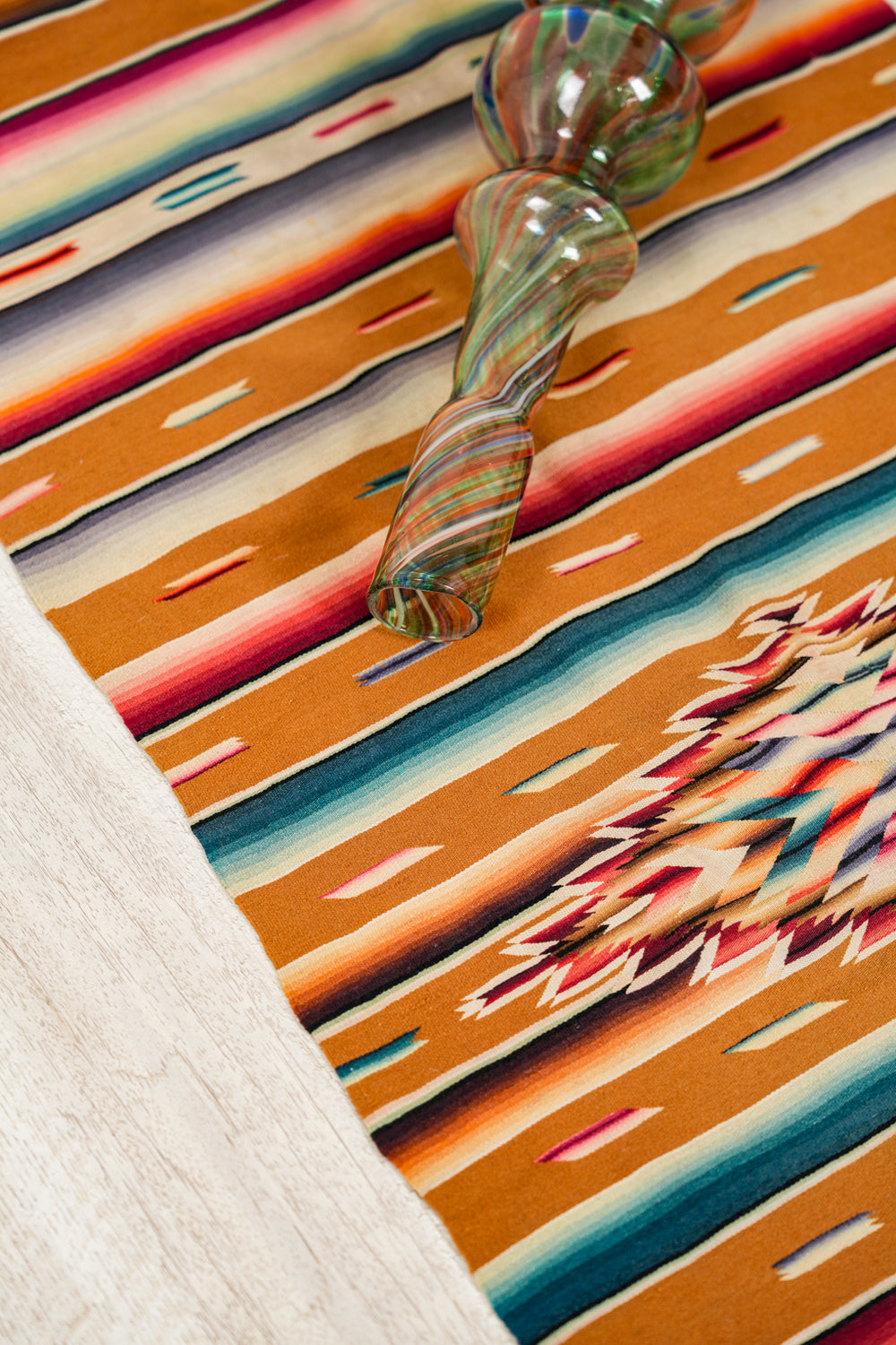 Vintage Mexican Saltillo Serape Textile 3'9" x 1'9"