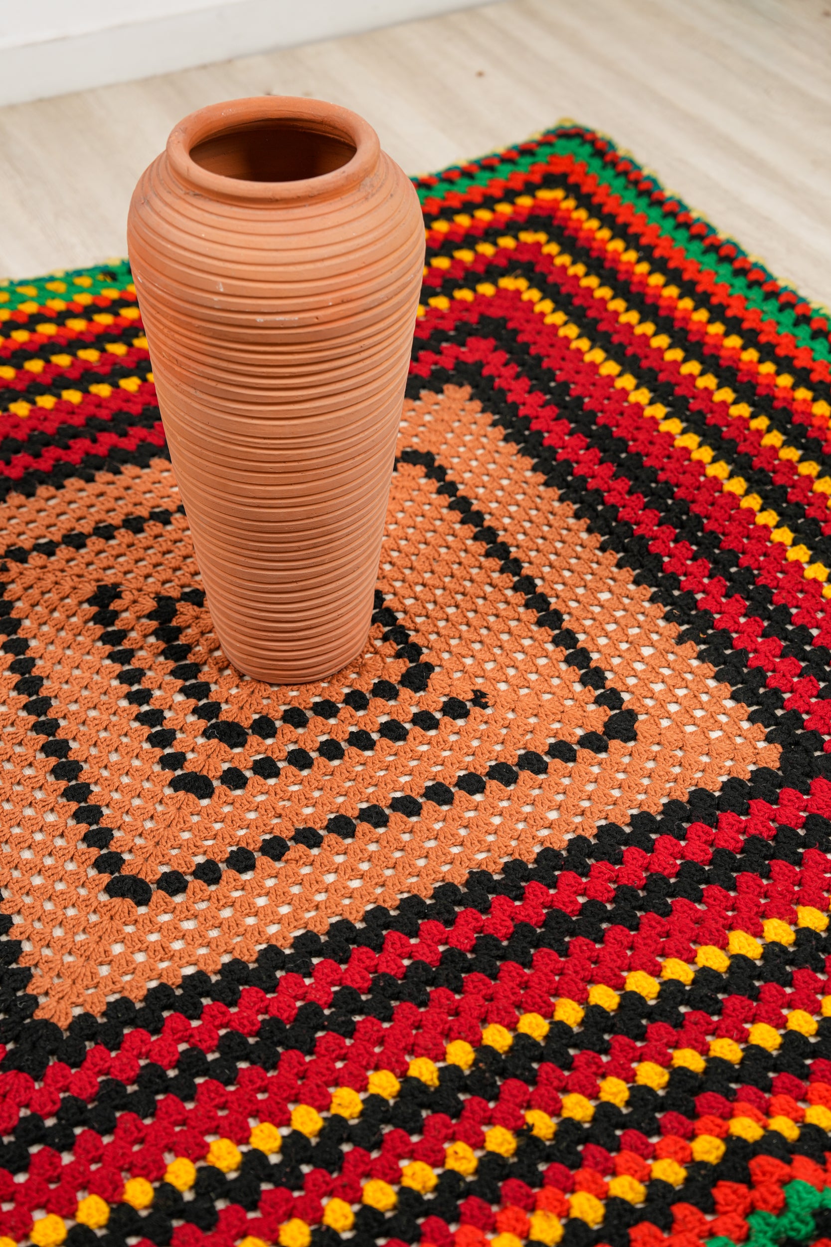 Vintage Scandinavian Crochet Textile 5'6" x 5'4"