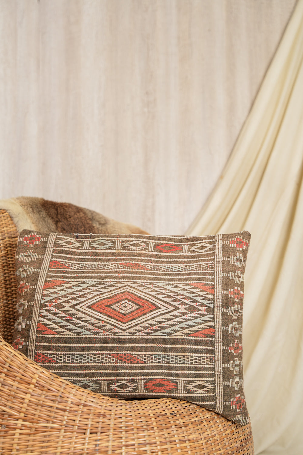 Vintage Tunisian Tribal Cushion Cover 2' x 1'7"