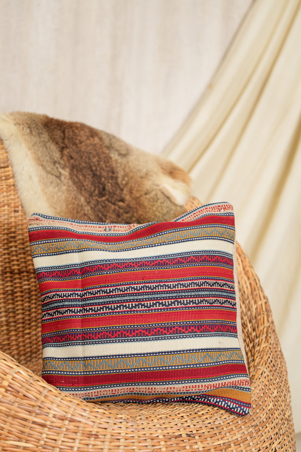 Vintage Caucasian Jajim Cushion Cover 1'4" X 1'4"