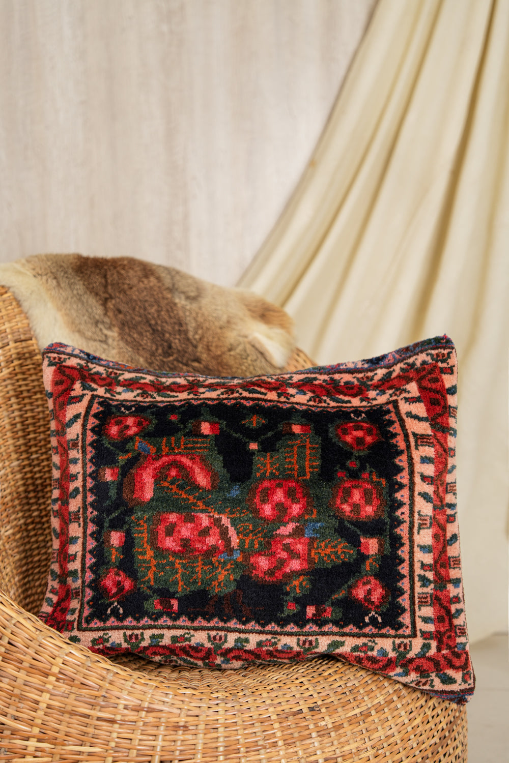 Vintage Kurdish Rug Cushion Cover 2' X 1'7"