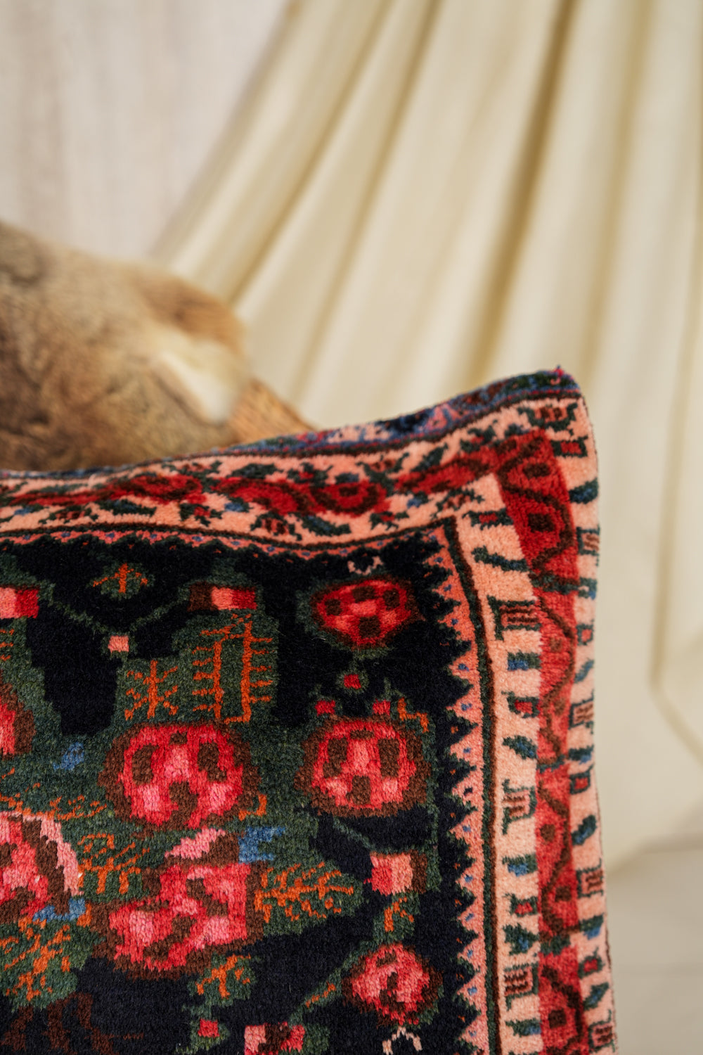 Vintage Kurdish Rug Cushion Cover 2' X 1'7"