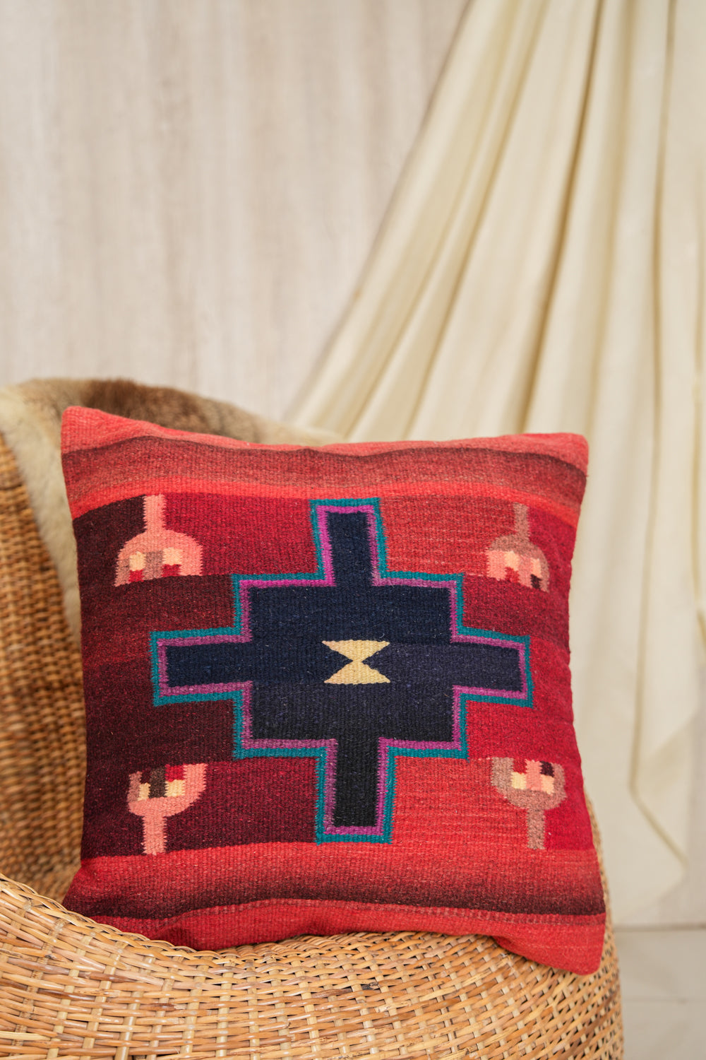 Vintage Zapotec Cushion Cover 1'9" X 1'9"