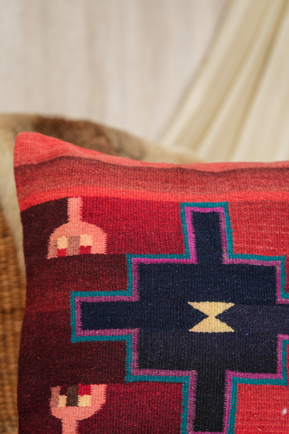 Vintage Zapotec Cushion Cover 1'9" X 1'9"