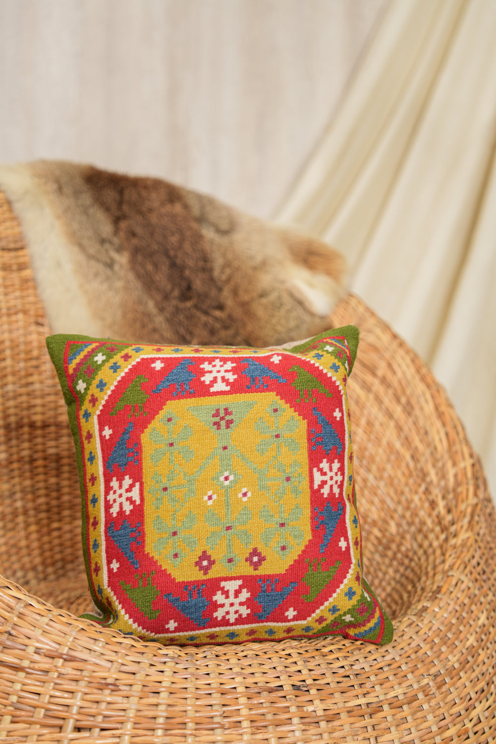 Vintage Swedish Cushion Cover 1'2" X 1'2"