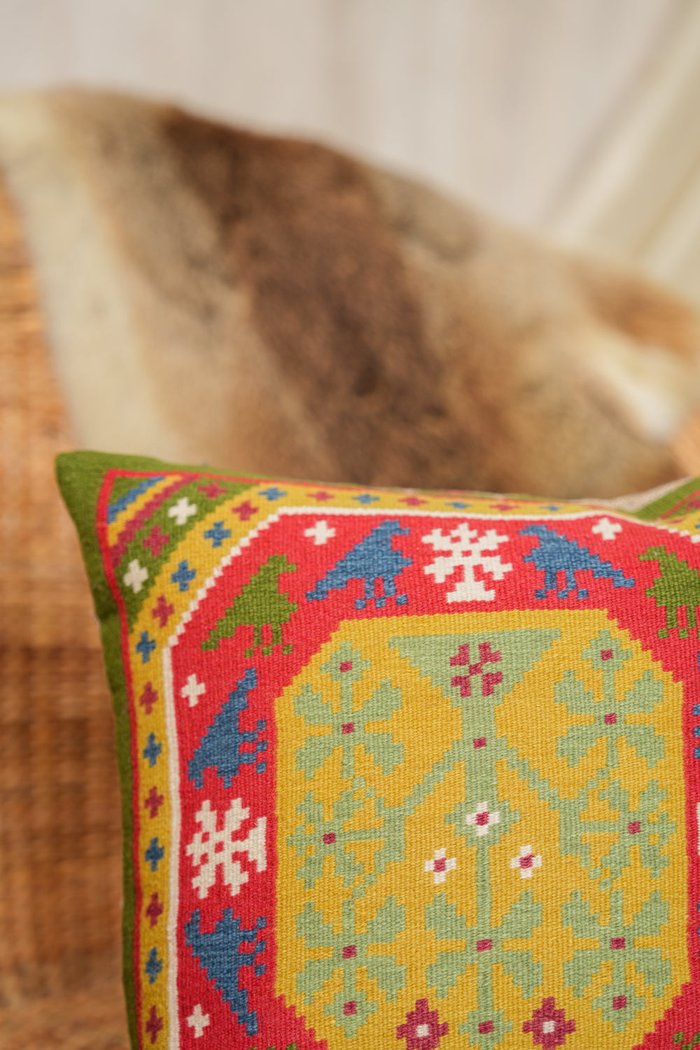 Vintage Swedish Cushion Cover 1'2" X 1'2"