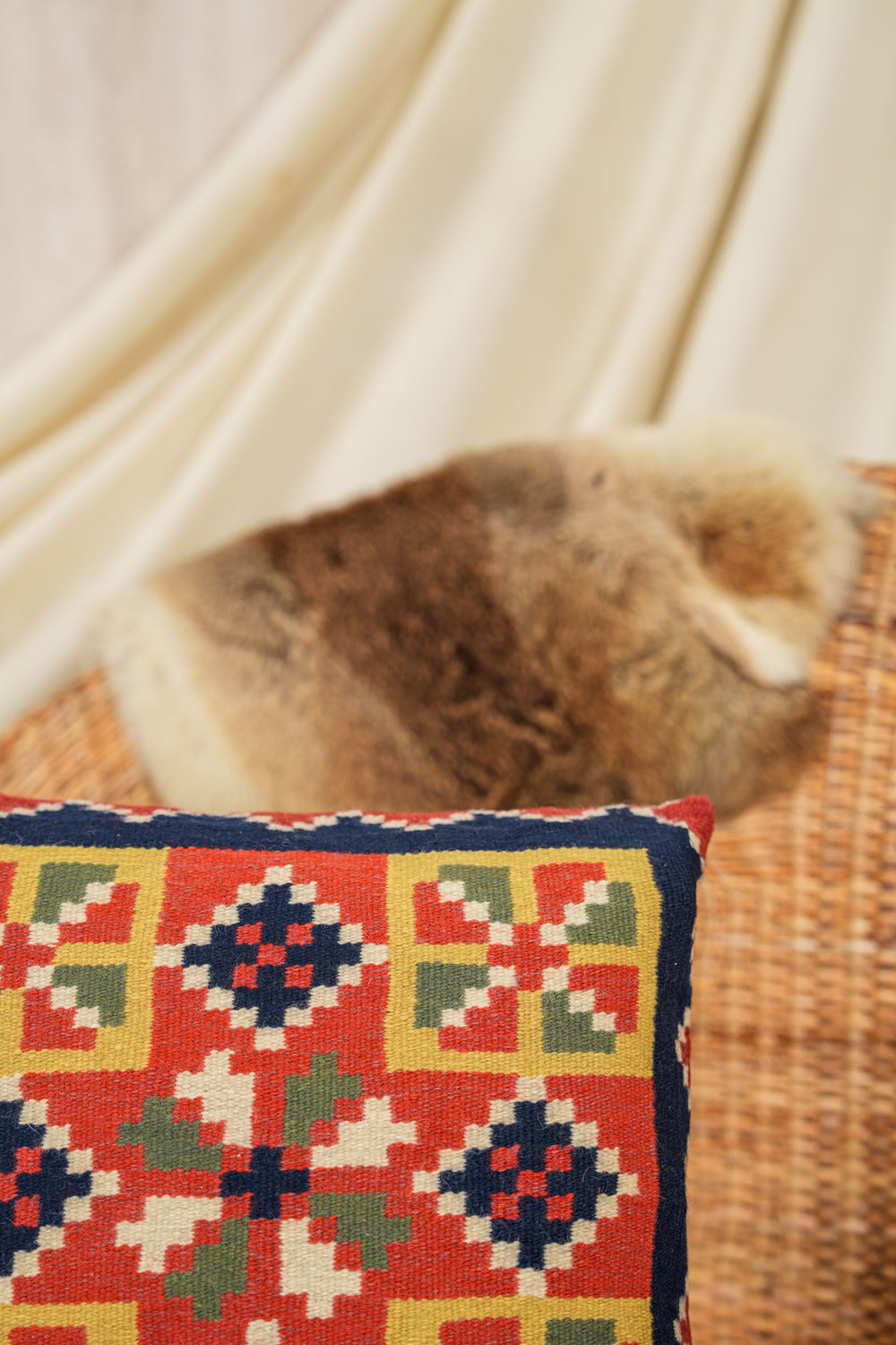 Vintage Swedish Cushion Cover 1'3" x 1'3"
