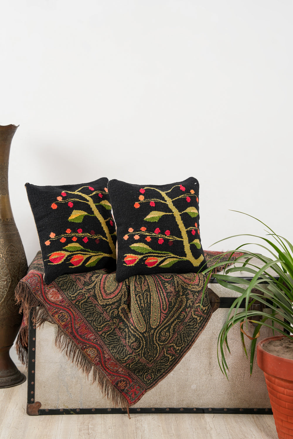 Vintage Romanian CUSHION PAIR 1'3" X 1'3"