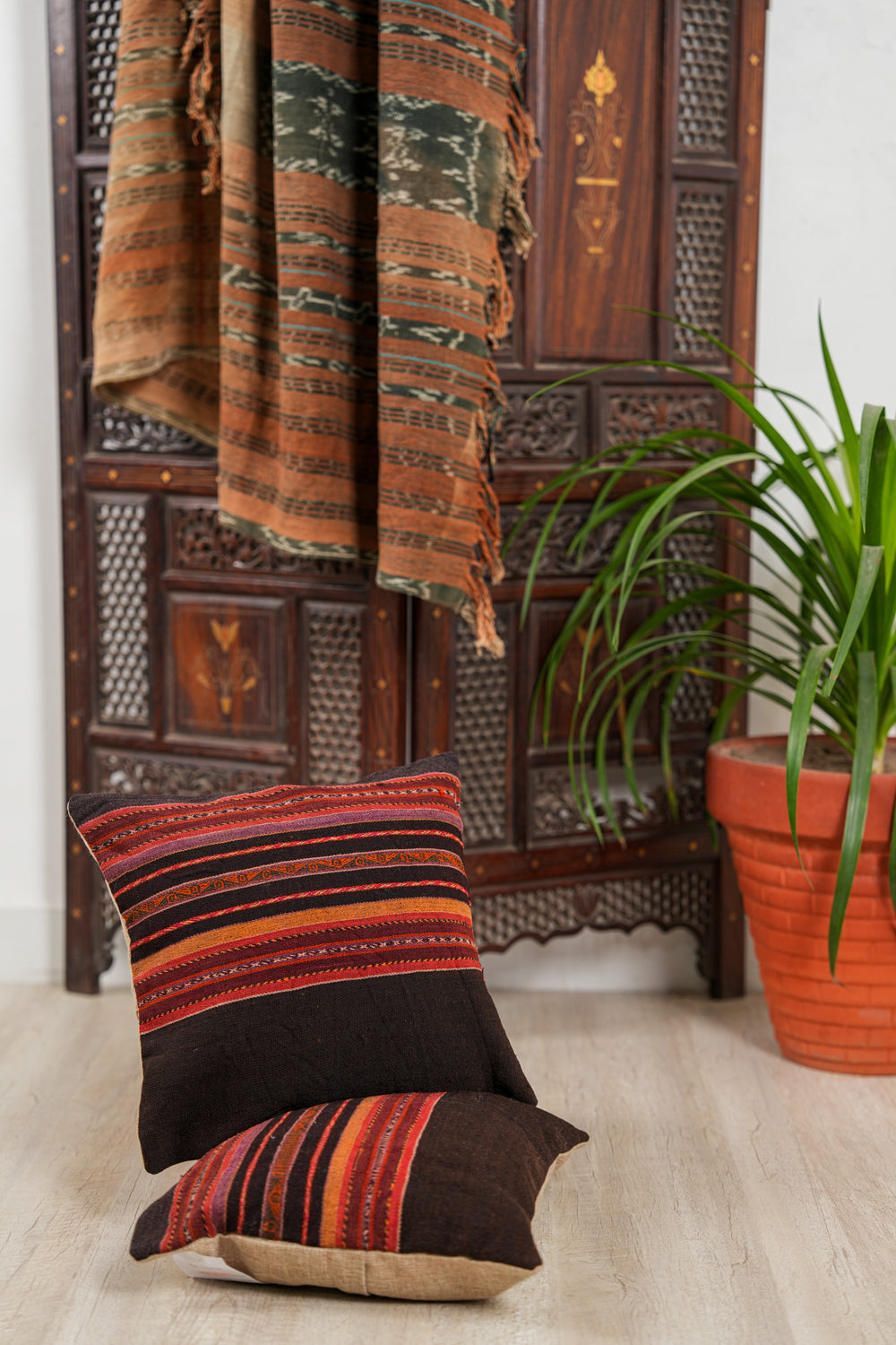 Vintage Peruvian Cushion Pair 1'2" x 1'