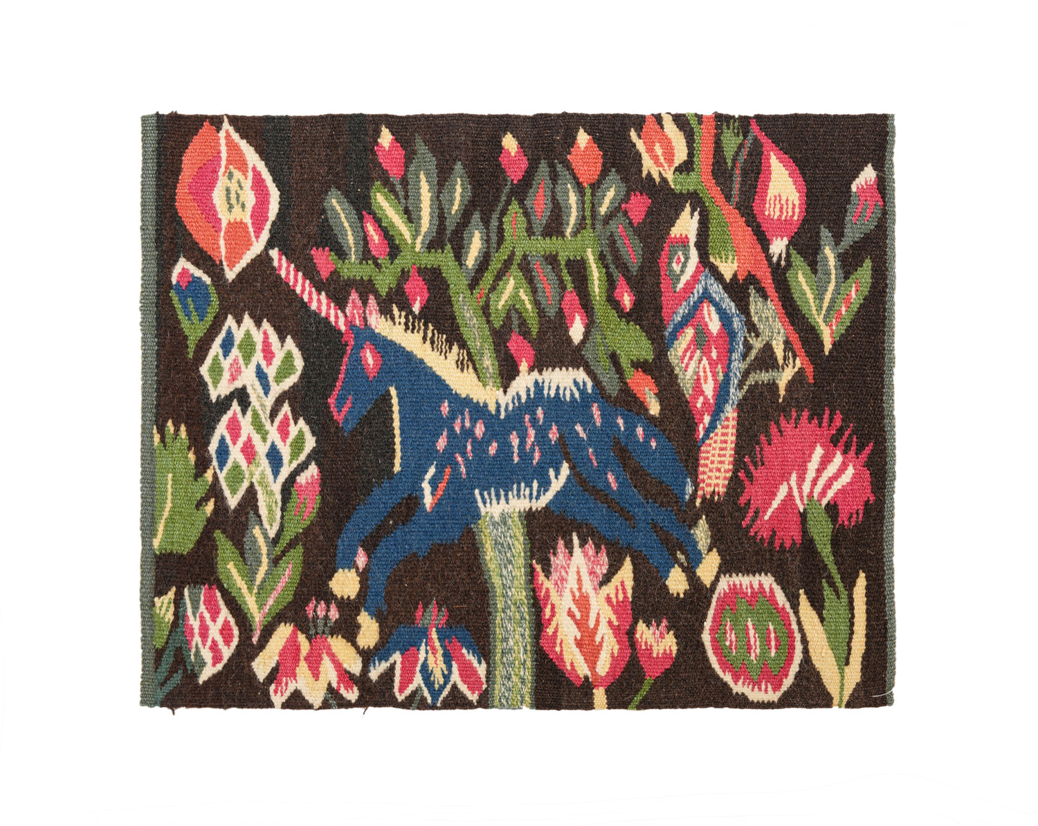 Vintage Swedish UNICORN Tapestry 1'4" x 1'1"