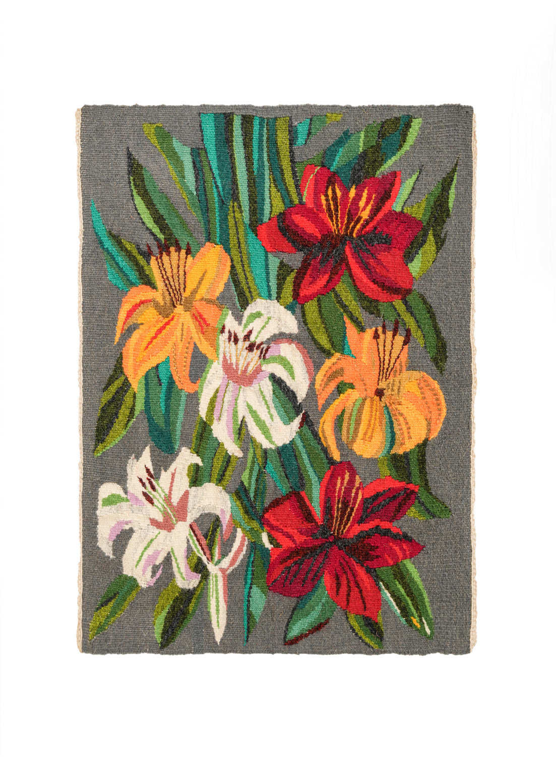Vintage Scandinavian Floral Tapestry 1'6" x 1'1"