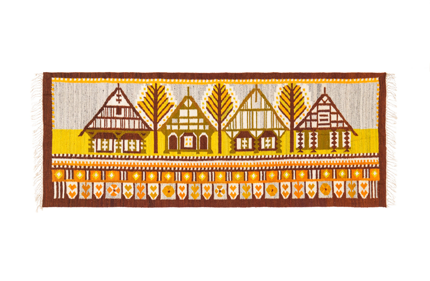 Vintage Polish Wall Art kilim 6'7" x 2'7"