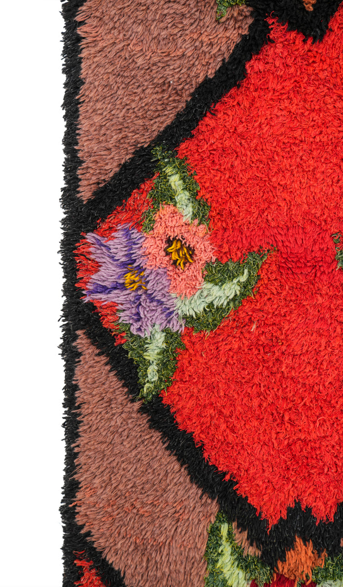 Vintage Scandinavian Rya Rug 6'4" X 2'3"