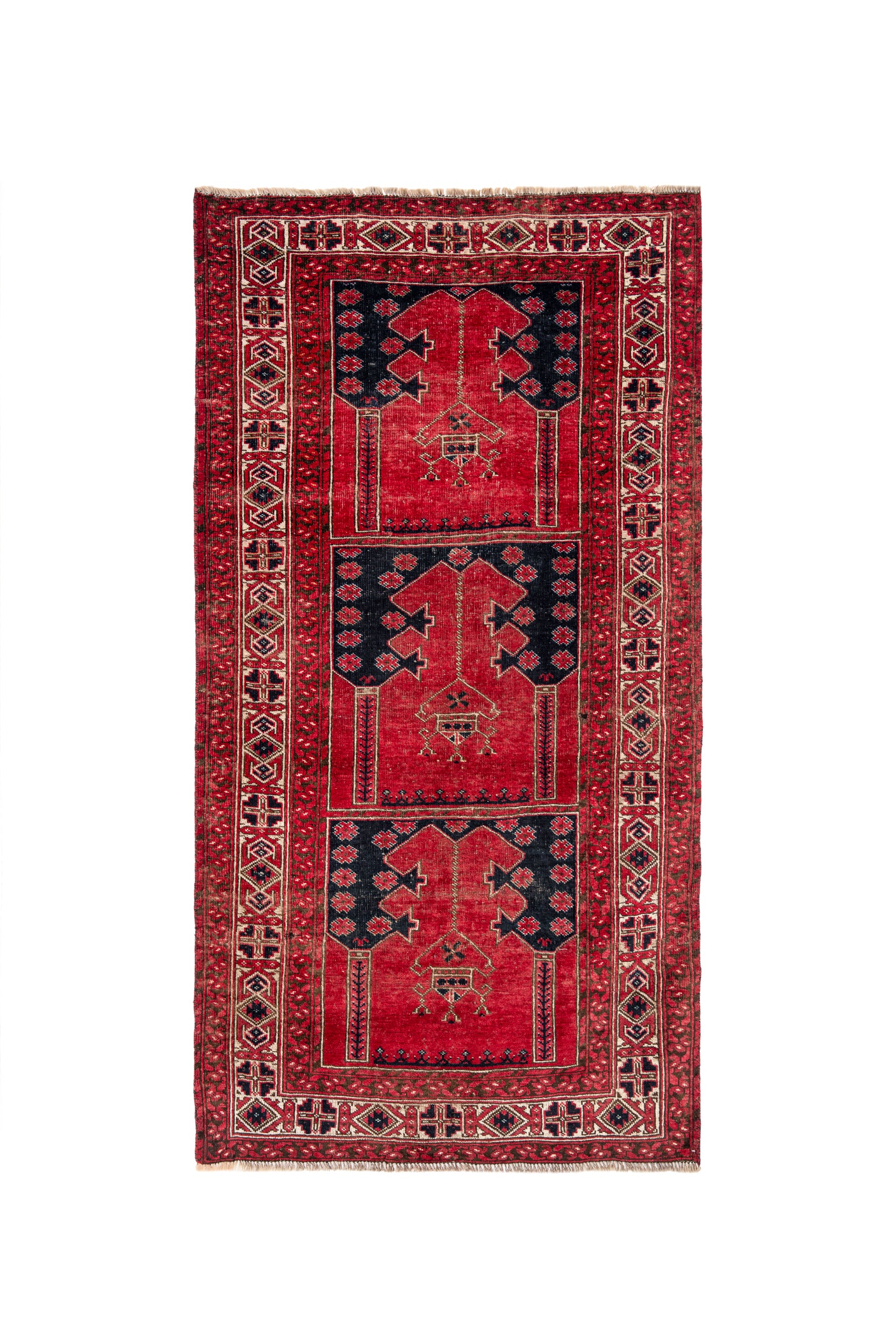 Vintage Turkmen Tribal Rug 7' x 3'10"