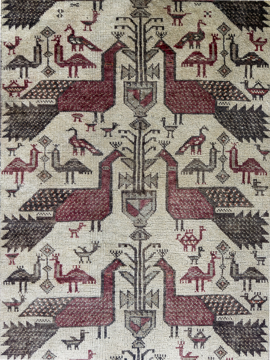 VINTAGE TURKMEN BIRD RUG 8'6" X 4'3"