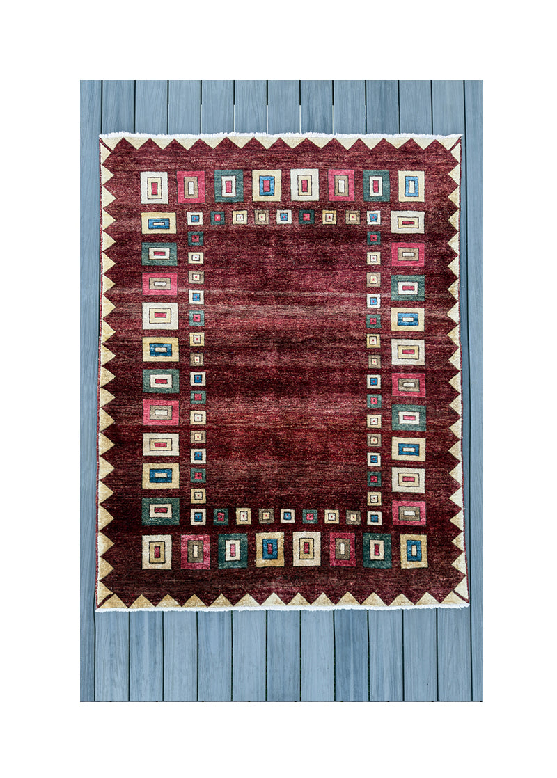 VINTAGE Afghan GABBAH RUG 6'2" x 4'8"